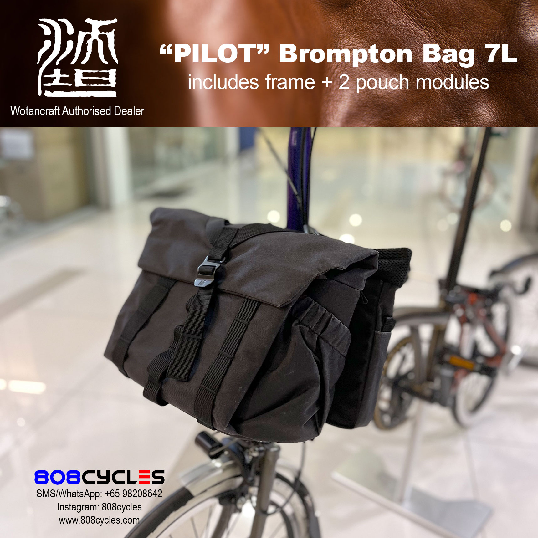 Wotancraft "Pilot" Brompton Bag 7L with 2 pouch modules - Image 11