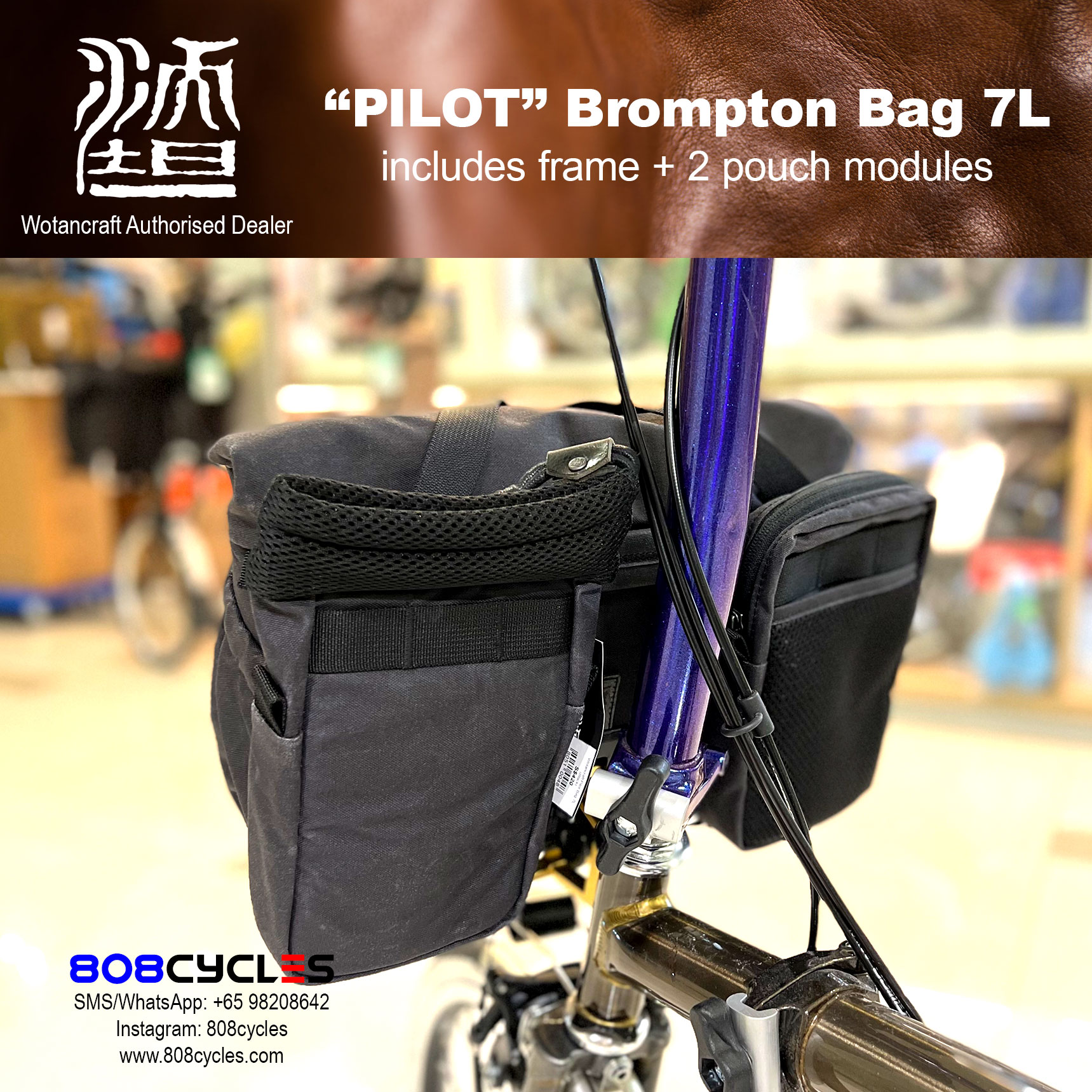 Wotancraft "Pilot" Brompton Bag 7L with 2 pouch modules - Image 12