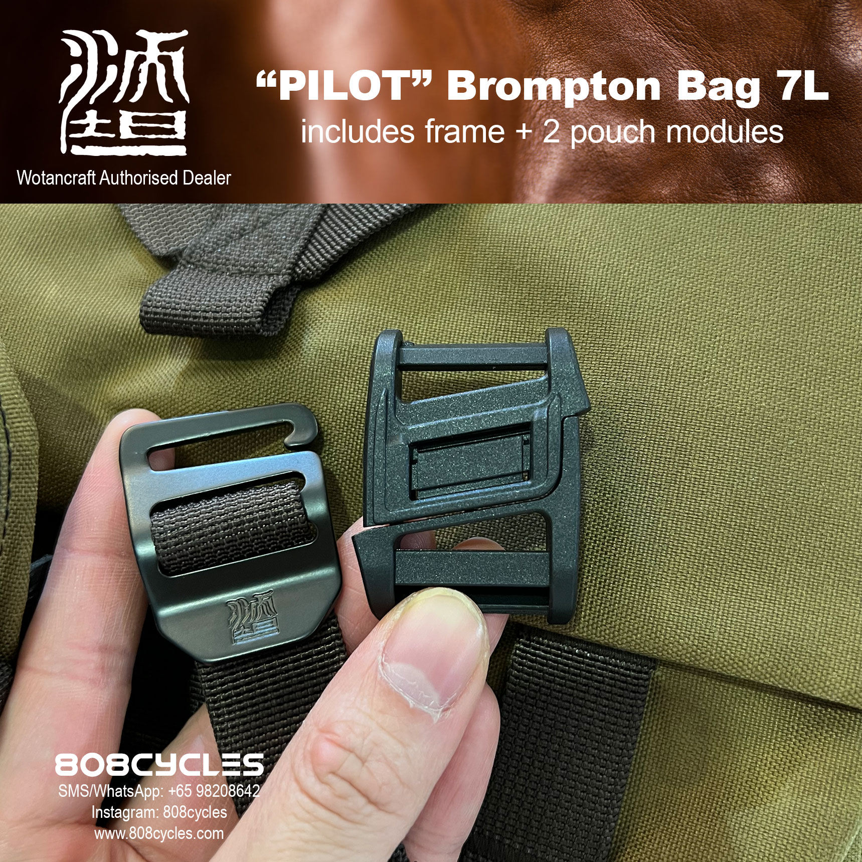 Wotancraft "Pilot" Brompton Bag 7L with 2 pouch modules - Image 13