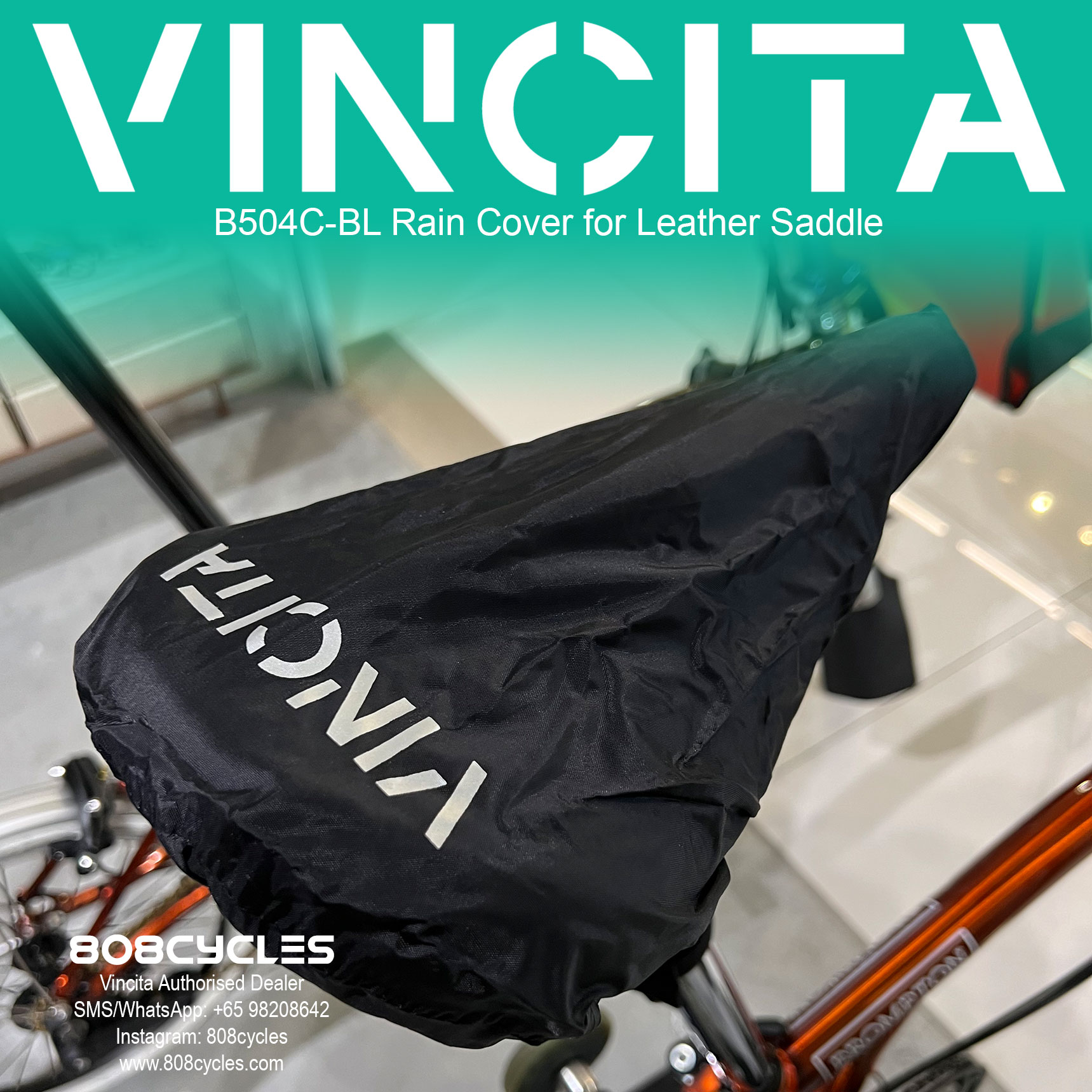 Vincita B504C-BL Rain Cover for Leather Saddle