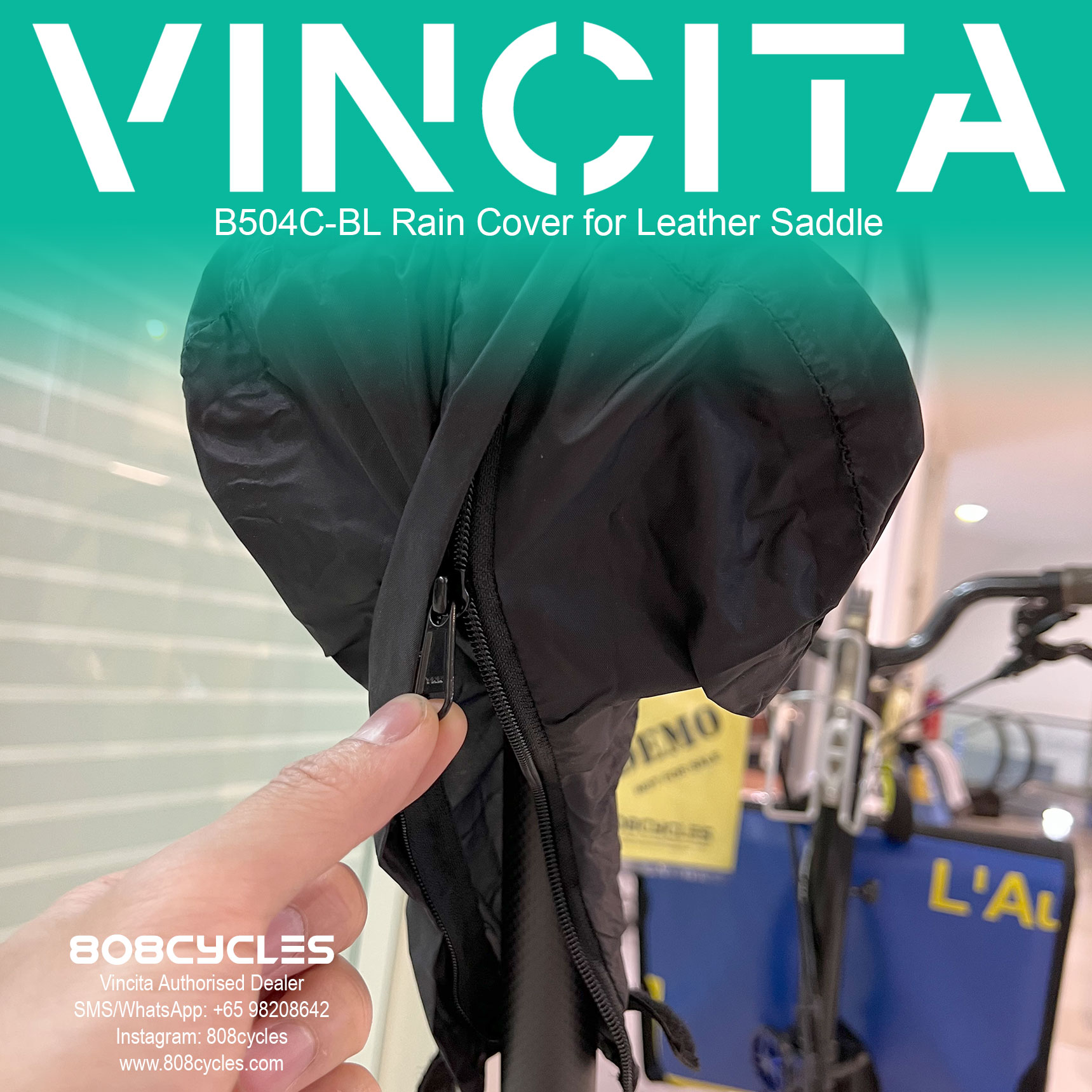 Vincita B504C-BL Rain Cover for Leather Saddle - Image 3
