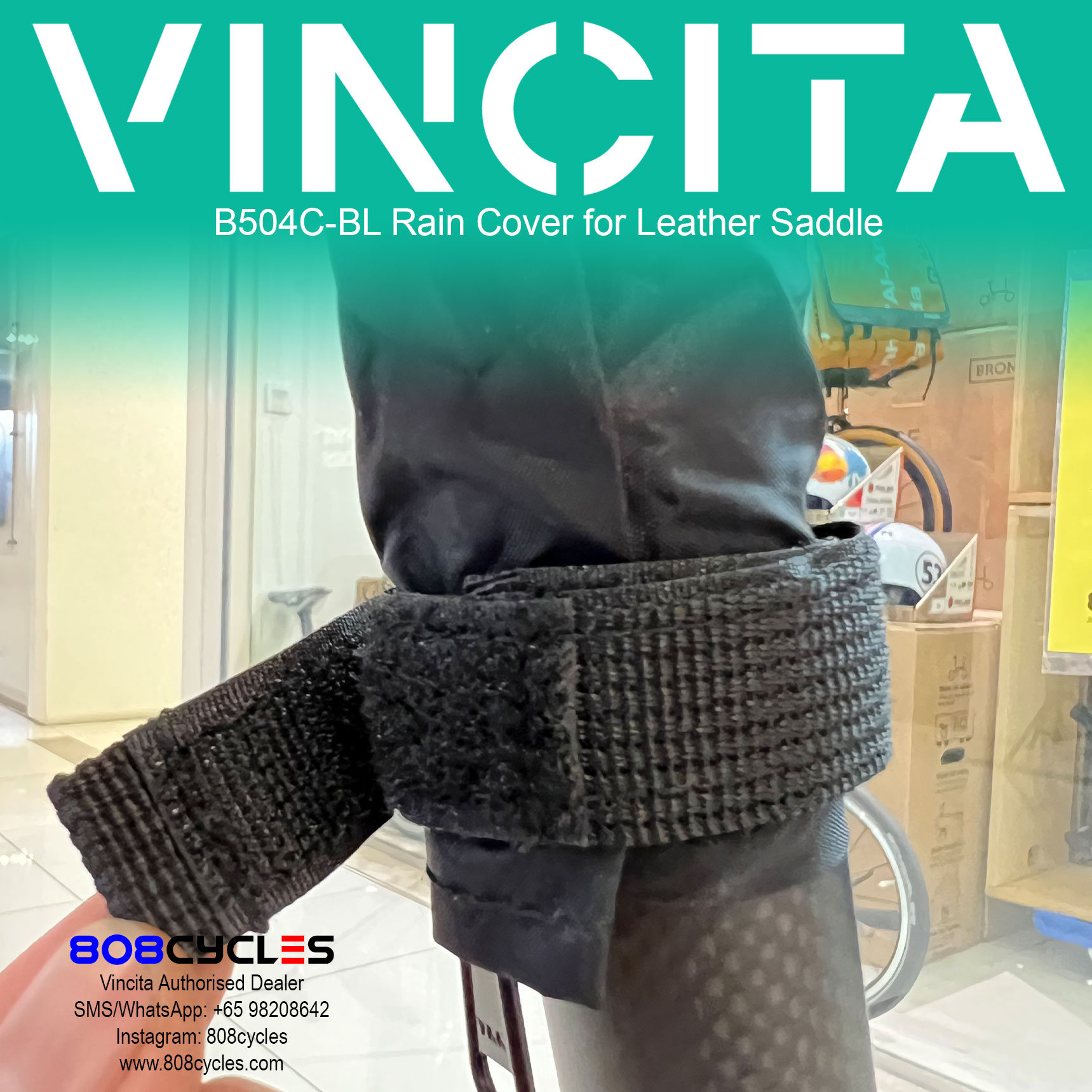 Vincita B504C-BL Rain Cover for Leather Saddle - Image 4