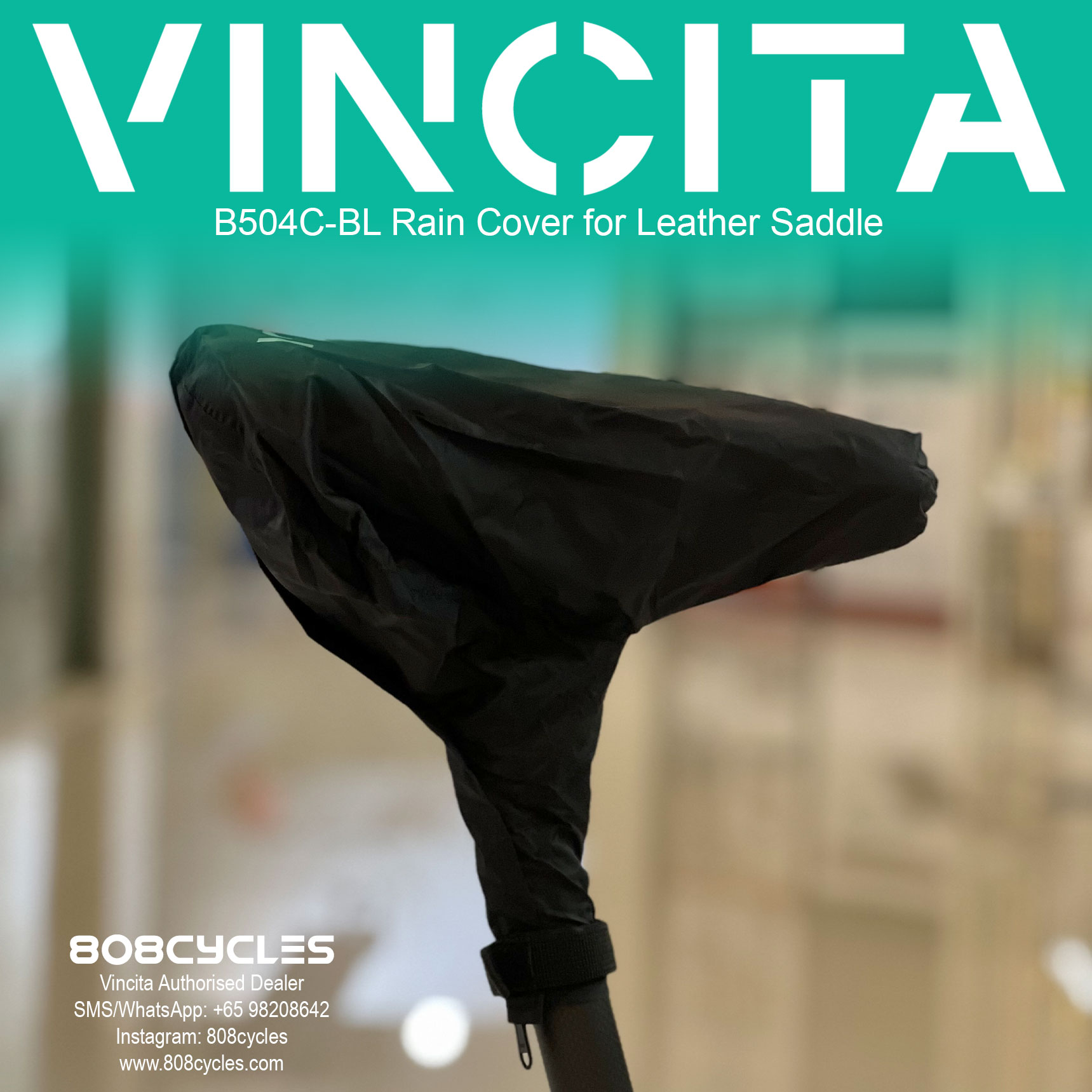 Vincita B504C-BL Rain Cover for Leather Saddle - Image 5