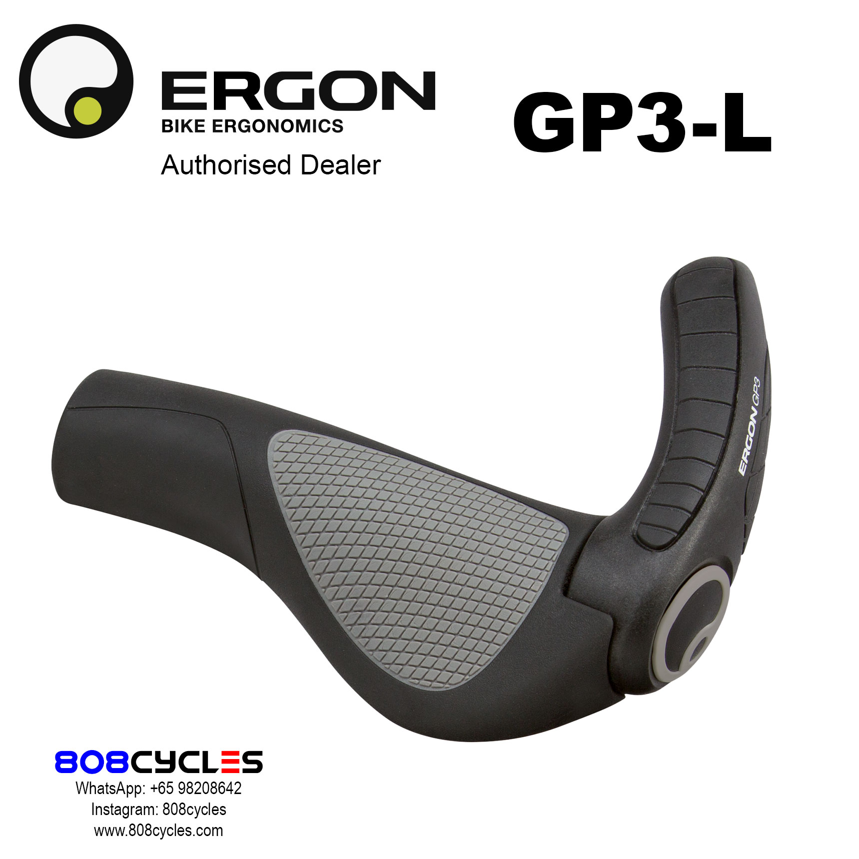 Ergon GP3-L Grips (Black) – 808 Cycles