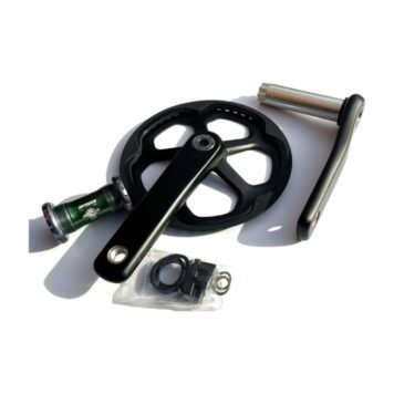 Brompton Superlight Carbon Crankset 50T Black Q102703 with bottom bracket and fitting components