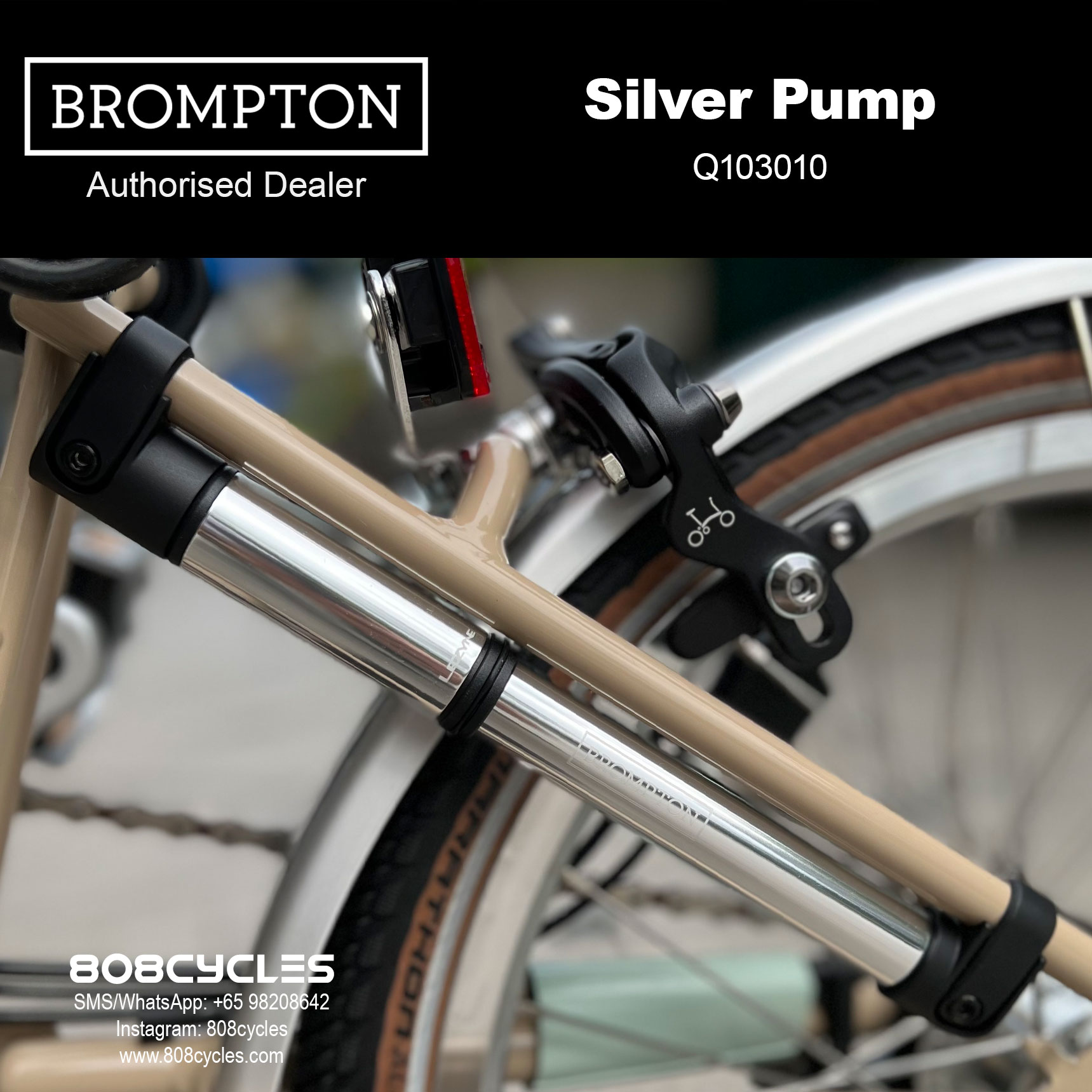 Brompton Silver Pump With Mounting Brackets