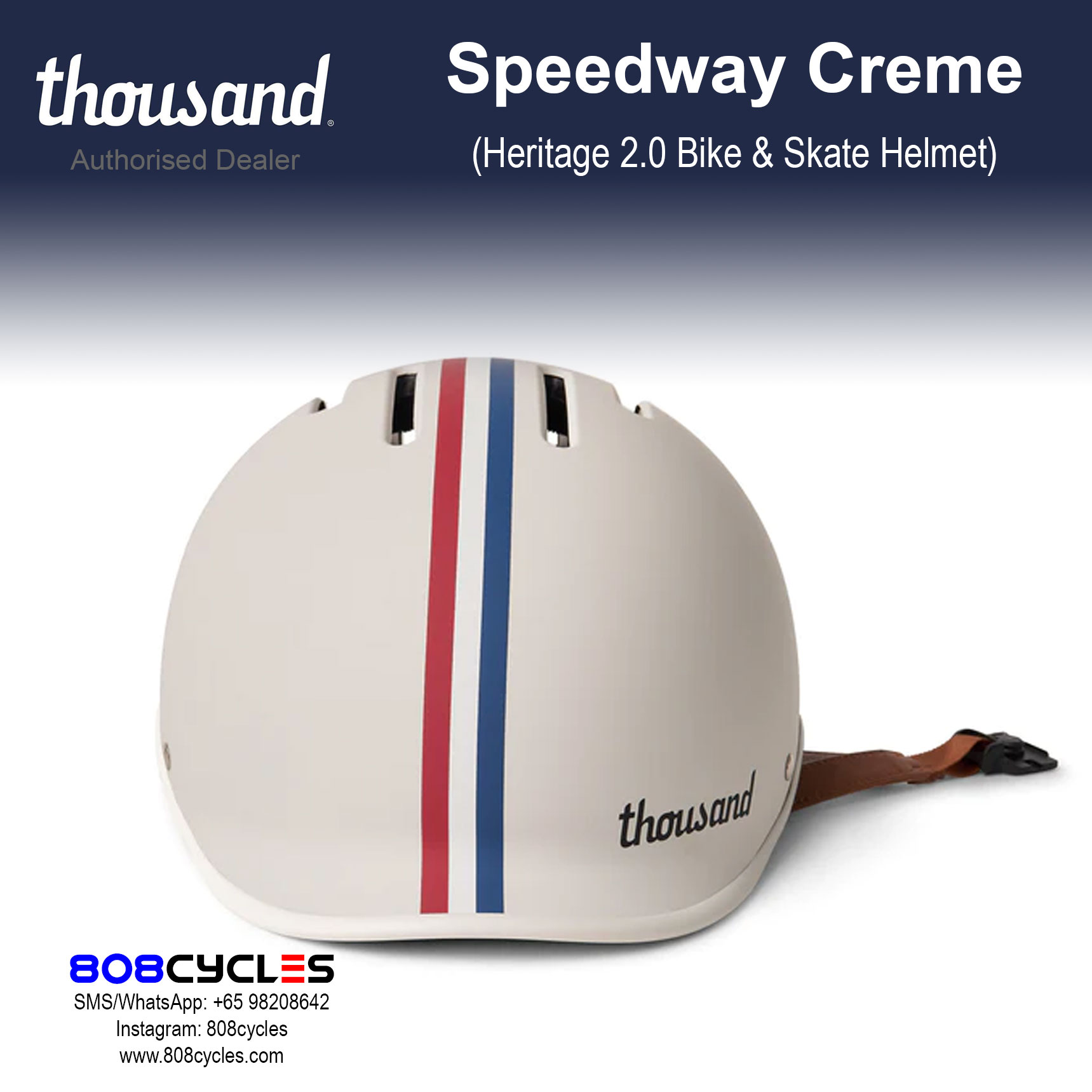 Thousand Heritage 2.0 Bike & Skate Helmet - Speedway Creme - Image 5