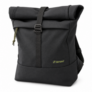 Demano LLAC convertible roll-top backpack and front bag for Brompton in black