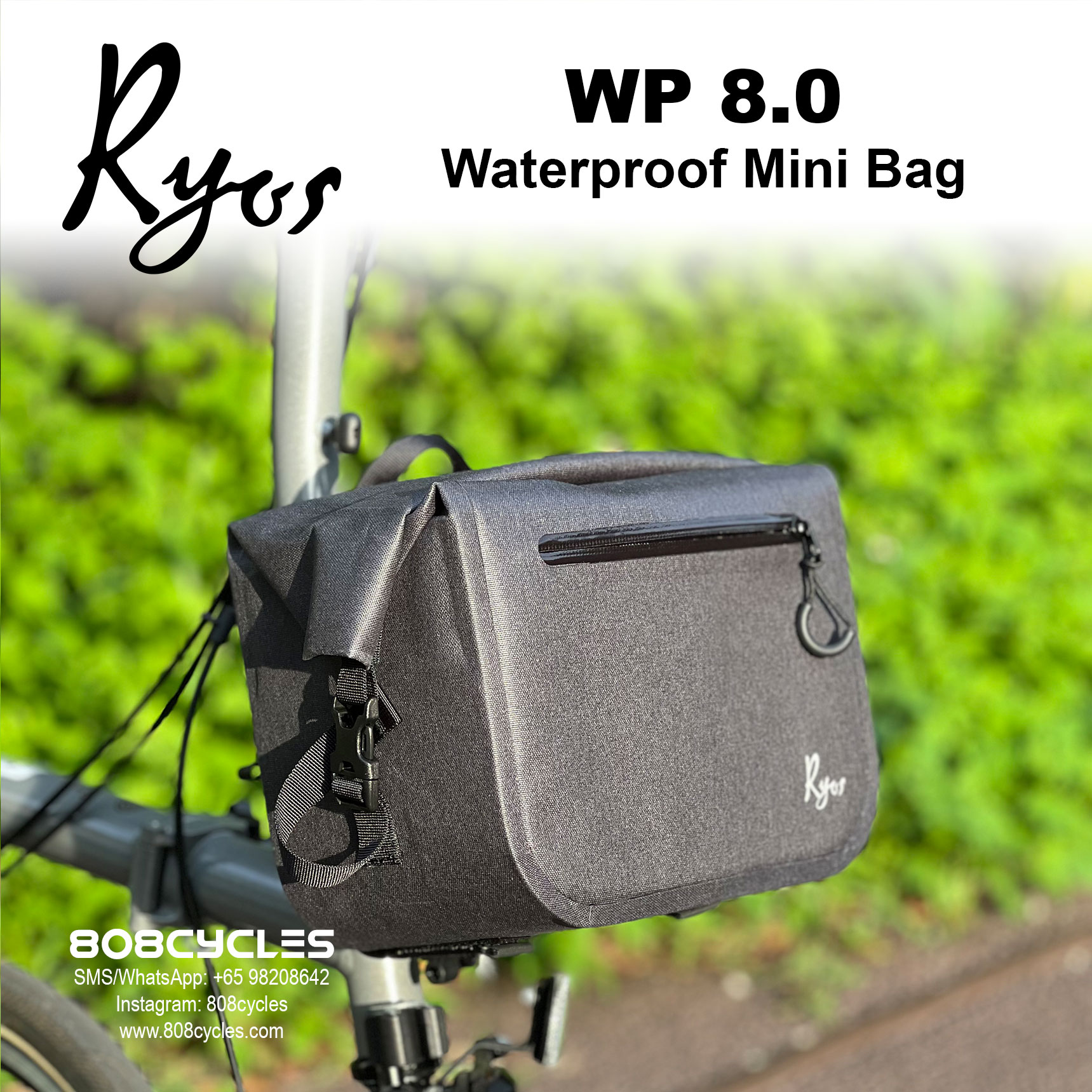 Ryos WP 8.0 Waterproof Front Bag for Brompton (Dark Grey) - Image 5