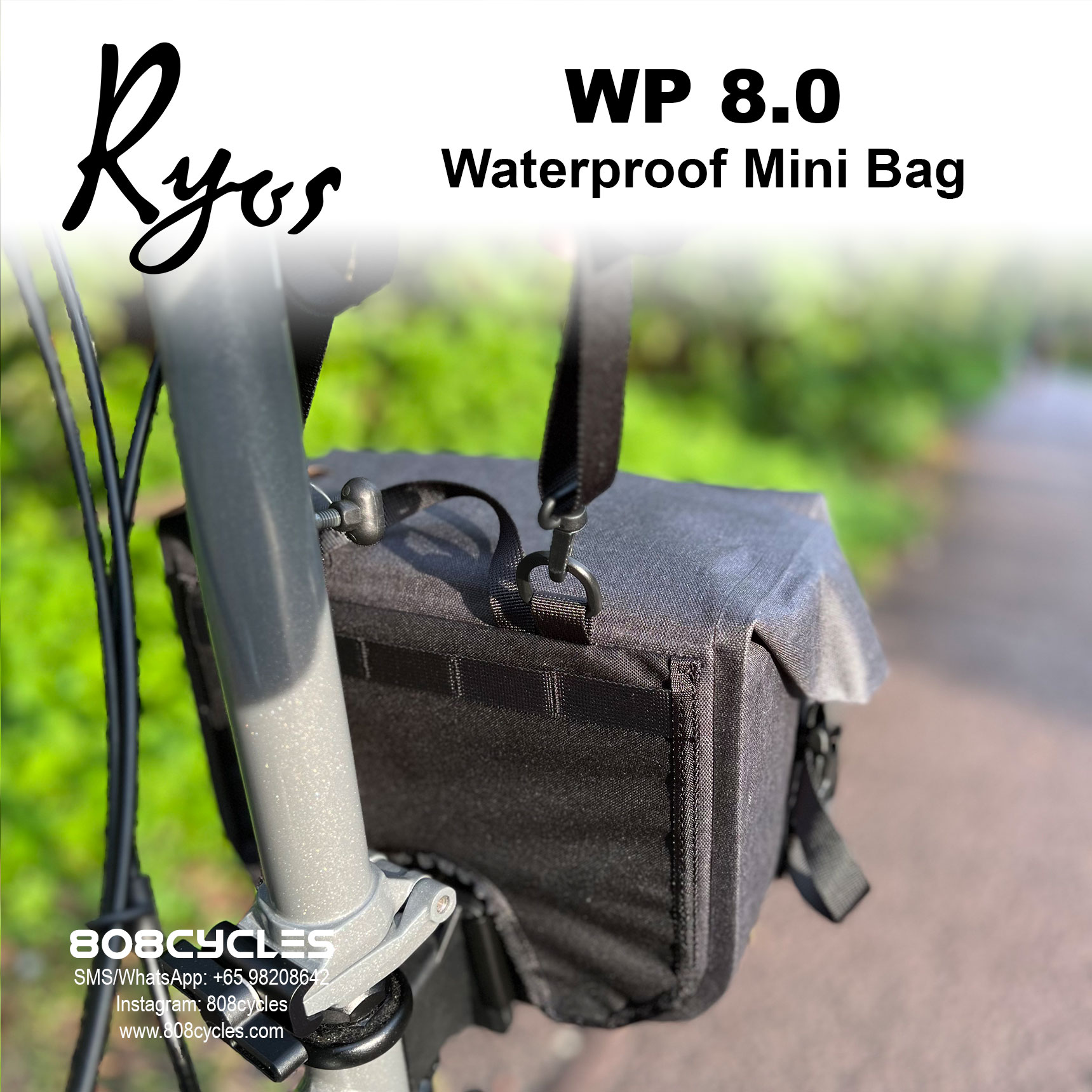 Ryos WP 8.0 Waterproof Front Bag for Brompton (Dark Grey) - Image 4