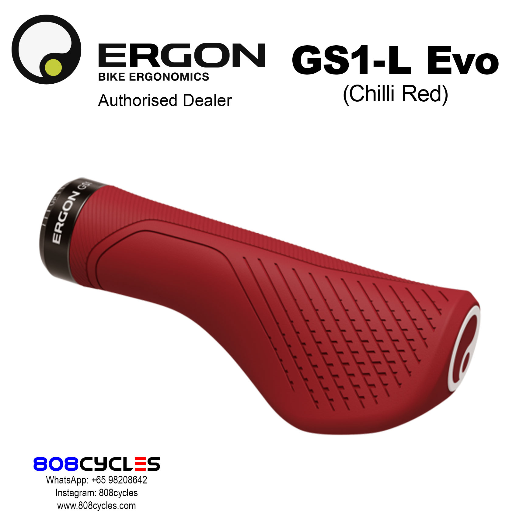 Ergon GS1-L Evo Handlebar Grips (Chilli Red)