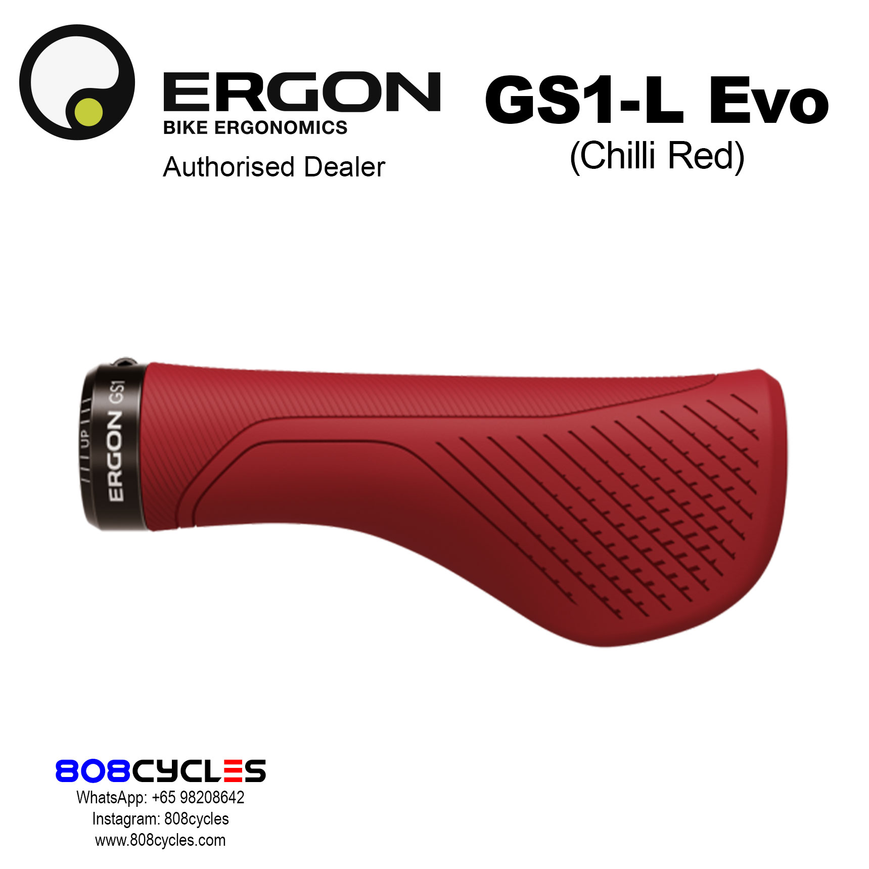 Ergon GS1-L Evo Handlebar Grips (Chilli Red) - Image 2