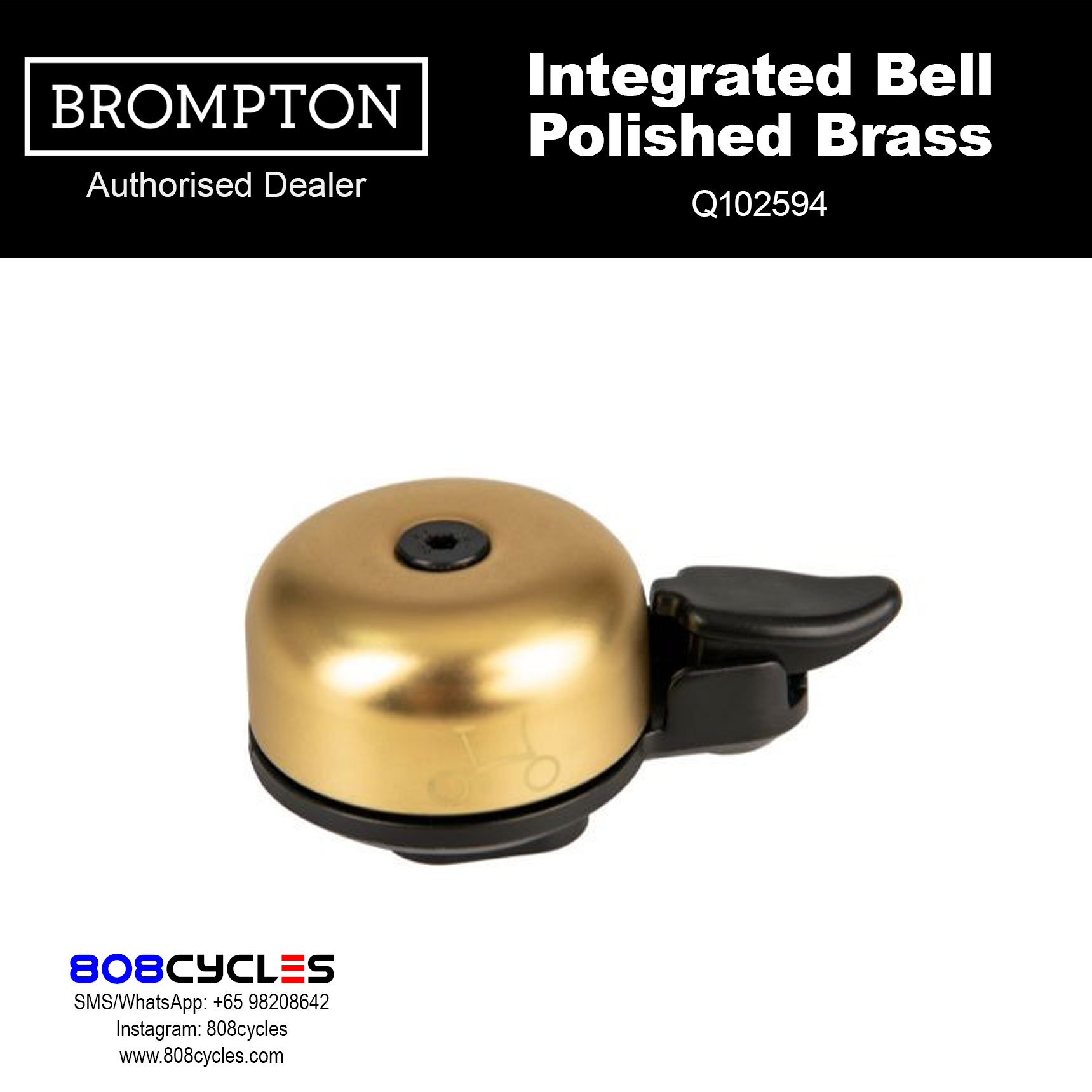 BROMPTON Integrated Bell – Polished Brass Q102594 – 808 Cycles