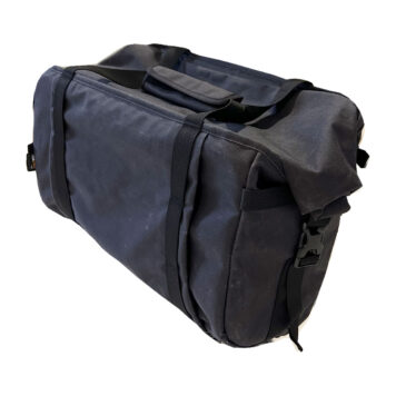 Wotancraft Pioneer 22L basket bag in black, front and side view