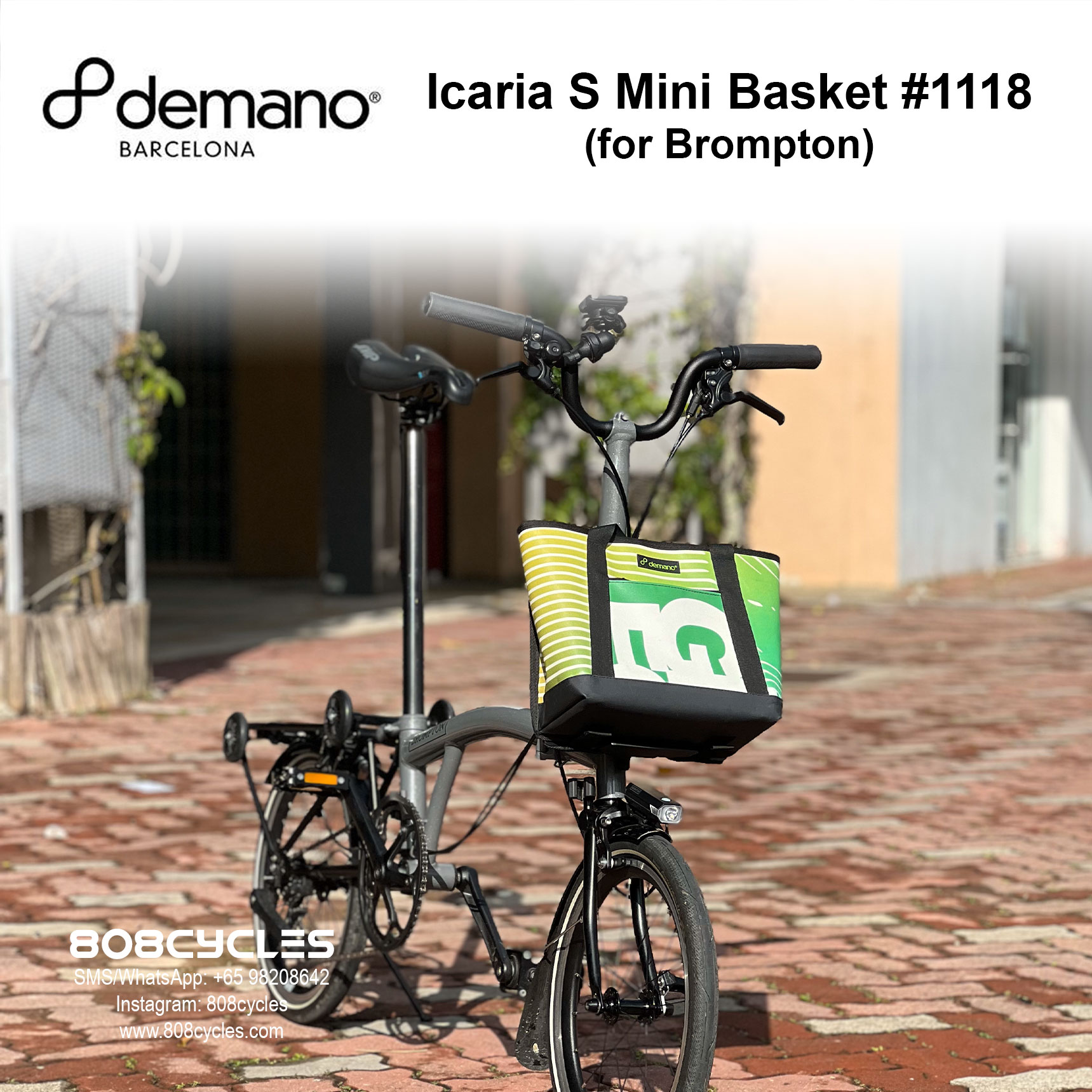 Demano Icaria S (#1118) Mini Front Basket Bag for Brompton - Image 2
