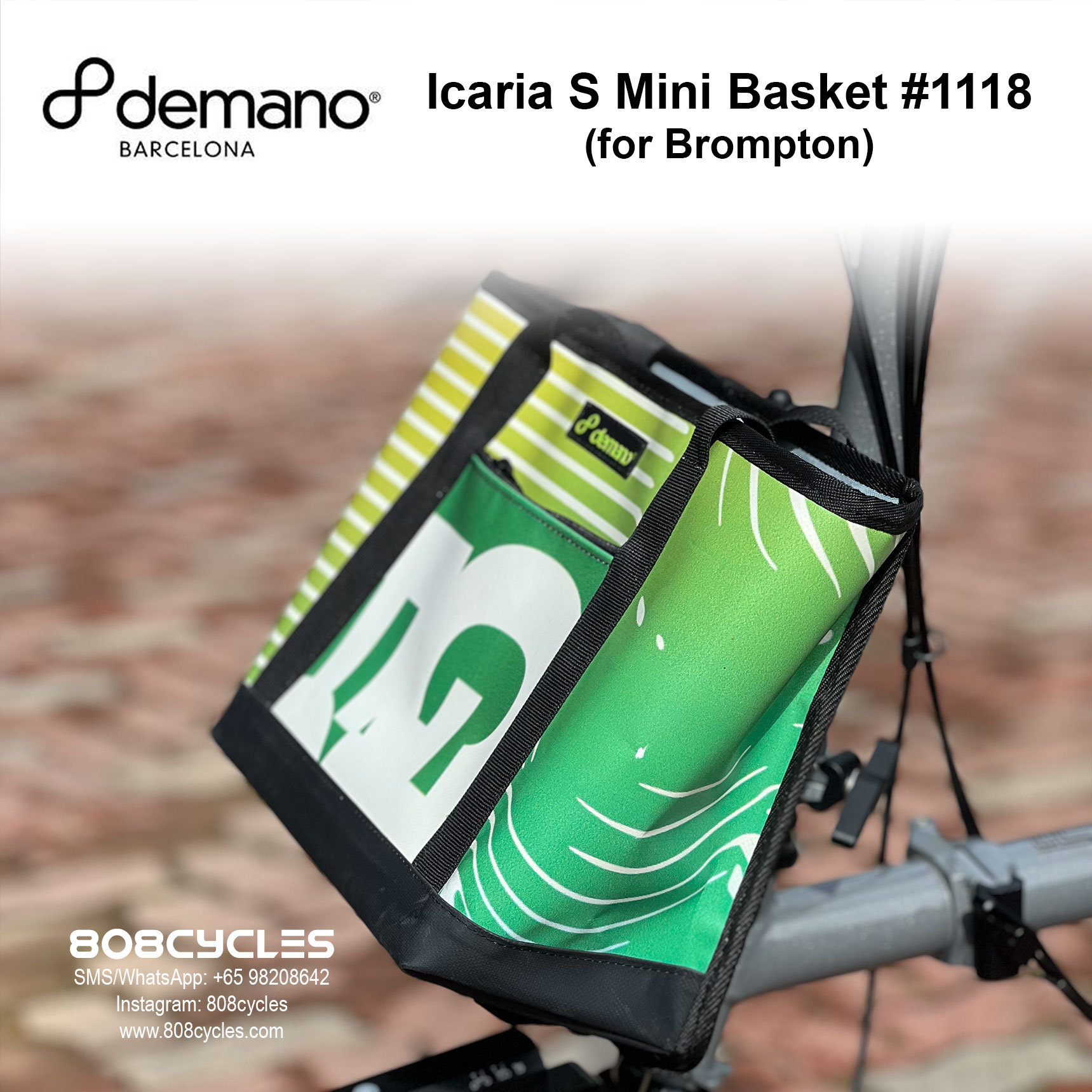 Demano Icaria S (#1118) Mini Front Basket Bag for Brompton - Image 4