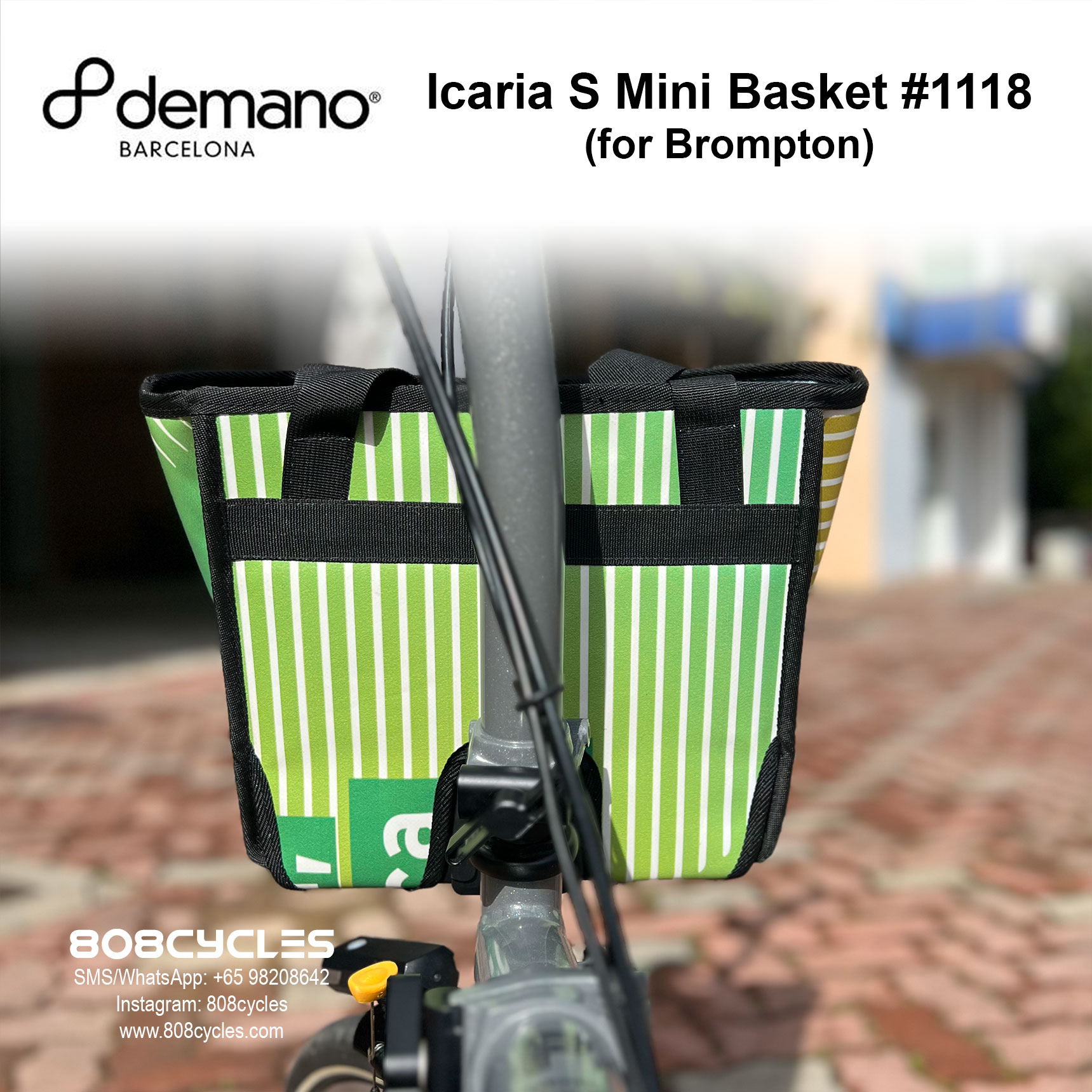 Demano Icaria S (#1118) Mini Front Basket Bag for Brompton - Image 5