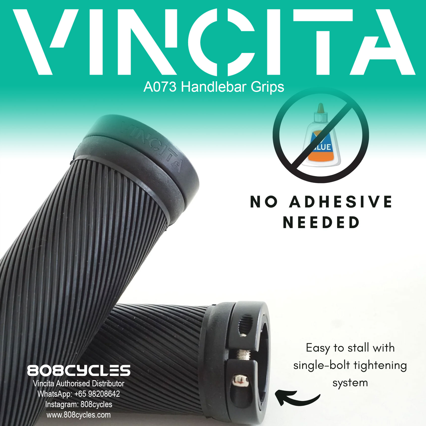 Vincita Handlebar Grips A073-115mm - Image 3