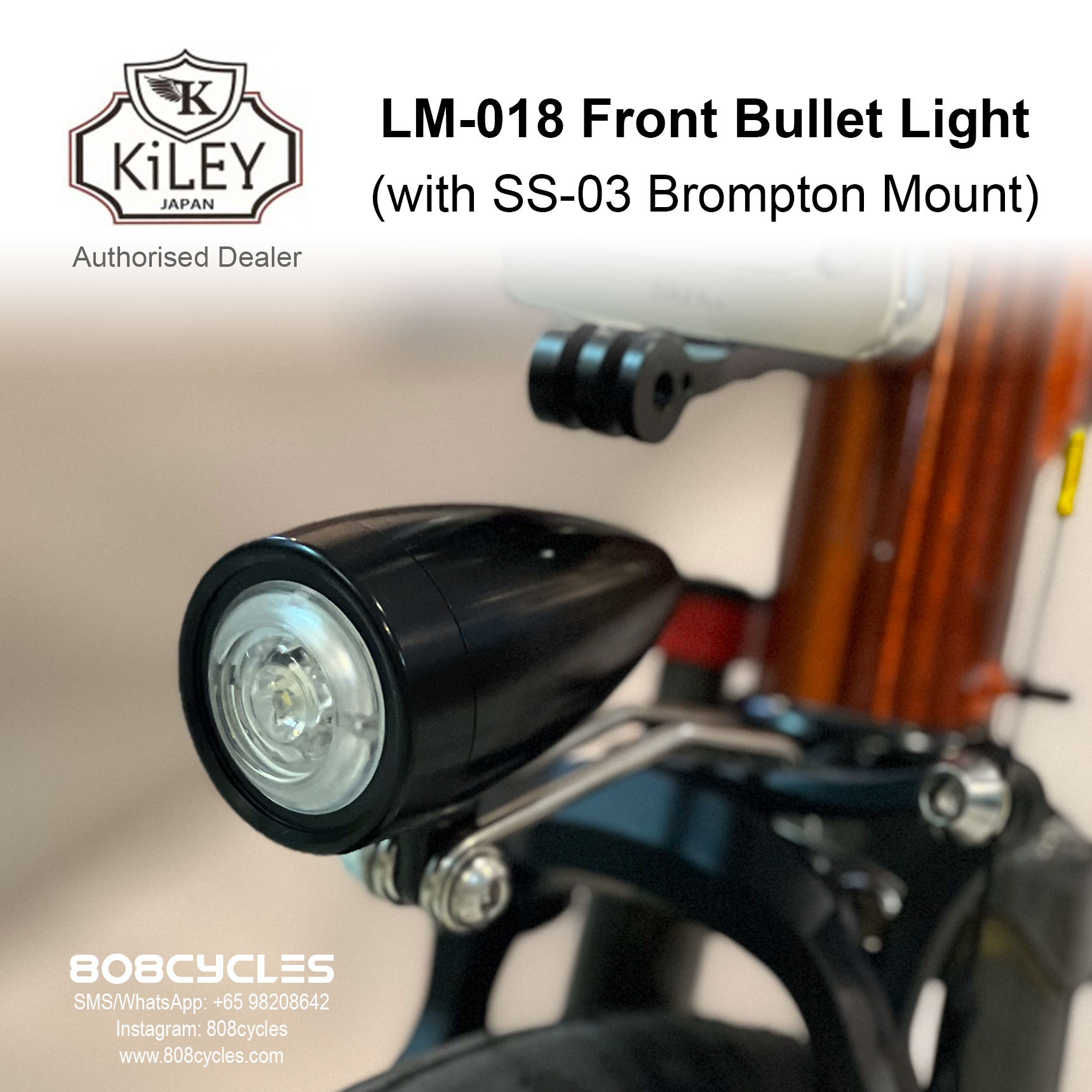 KiLEY LM-018 Front Bullet Light (Black) + SS-03 bracket