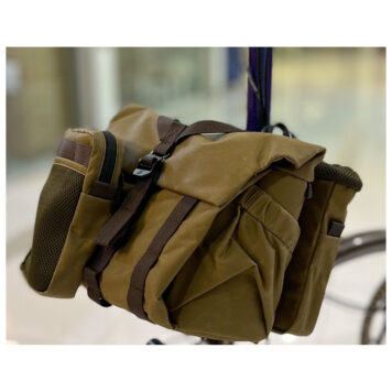 Wotancraft Pilot 7L Khaki Brompton bag with two pouch modules