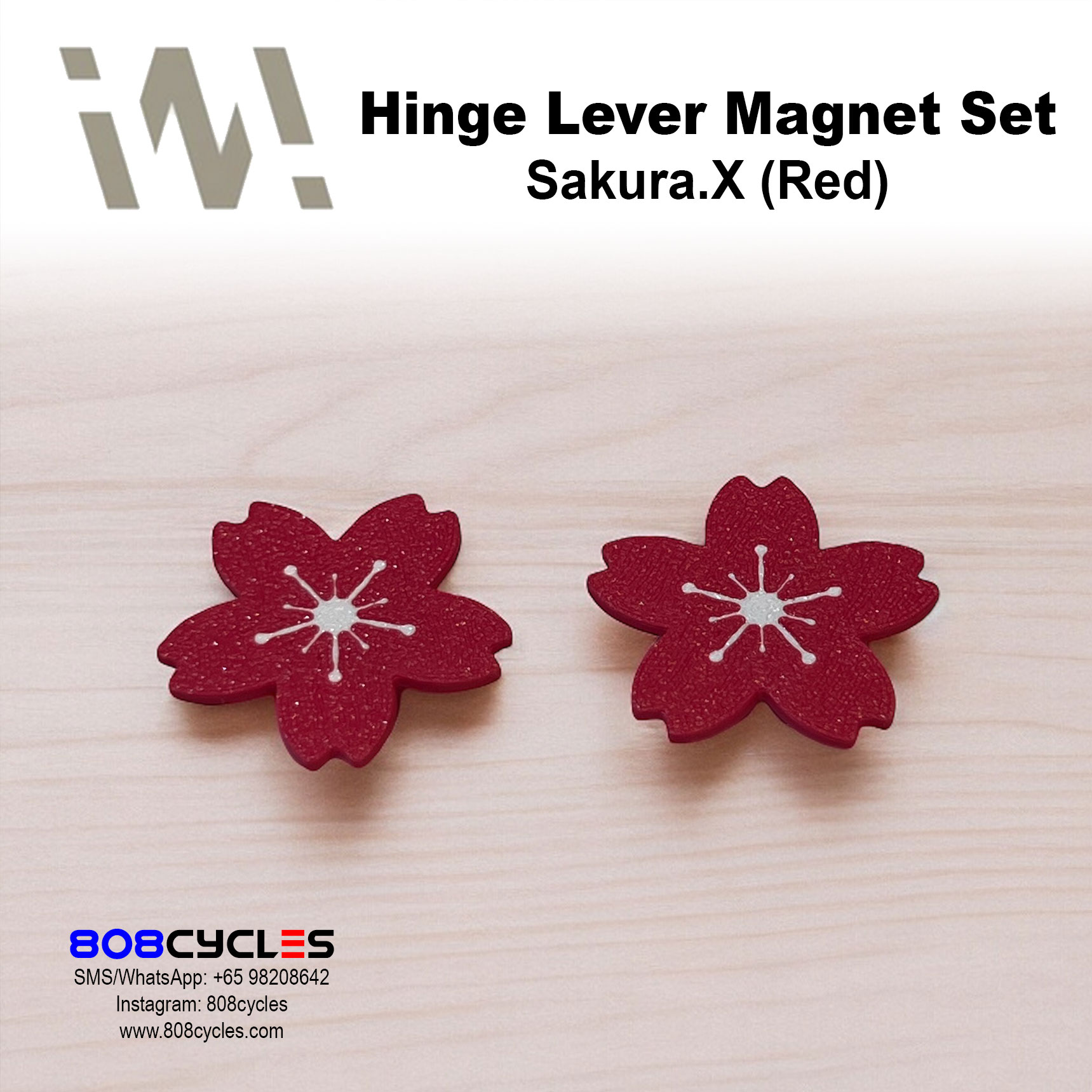 WhamDesign Hinge Lever Magnet Set - Sakura.X (Red) - Image 2