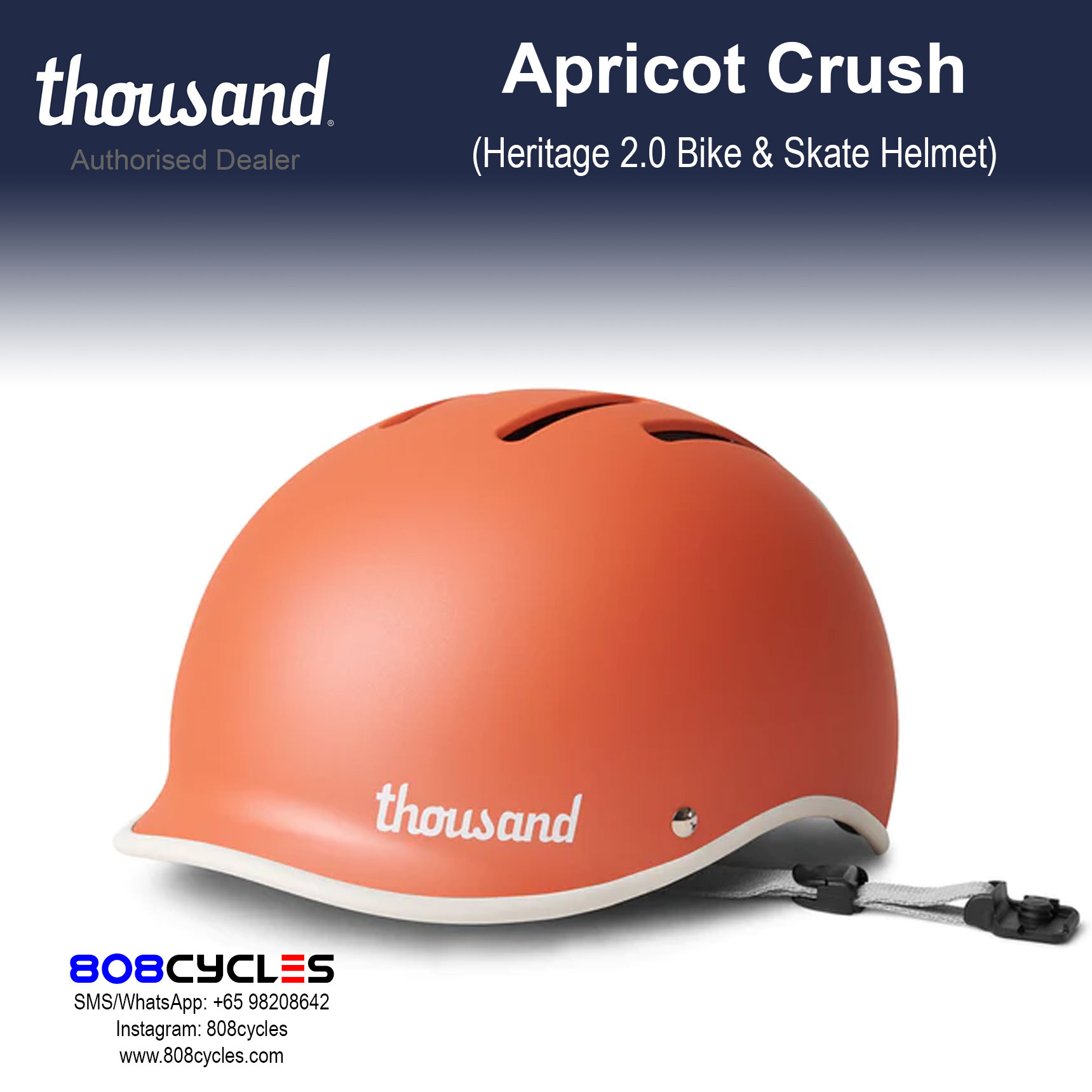 サウザンド 自転車アクセサリー Heritage 2.0 ヘリテイジ ヘルメット  S  APRICOT CRUSH Thousand Heritage 2.0 Bike & Skate Helmet – Apricot Crush – 808 Cycles