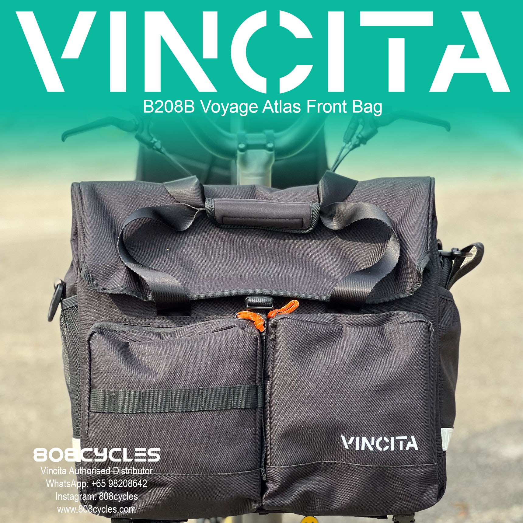 Vincita B208B Voyage Atlas Front Bag for Brompton - Image 2