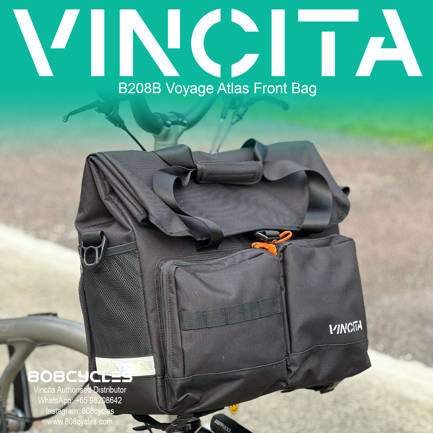 Vincita B208B Voyage Atlas Front Bag for Brompton – 808 Cycles
