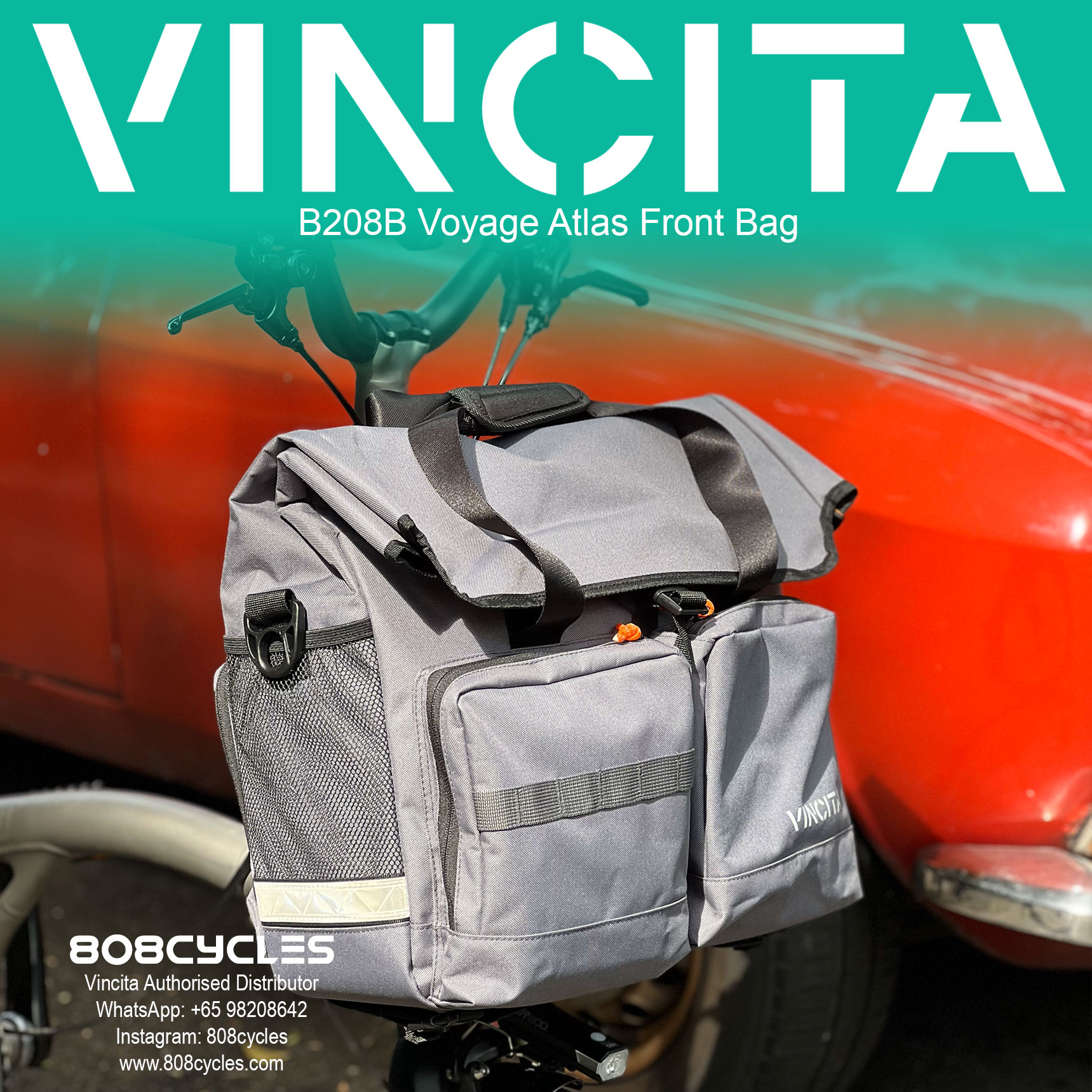 Vincita B208B Voyage Atlas Front Bag for Brompton - Image 8