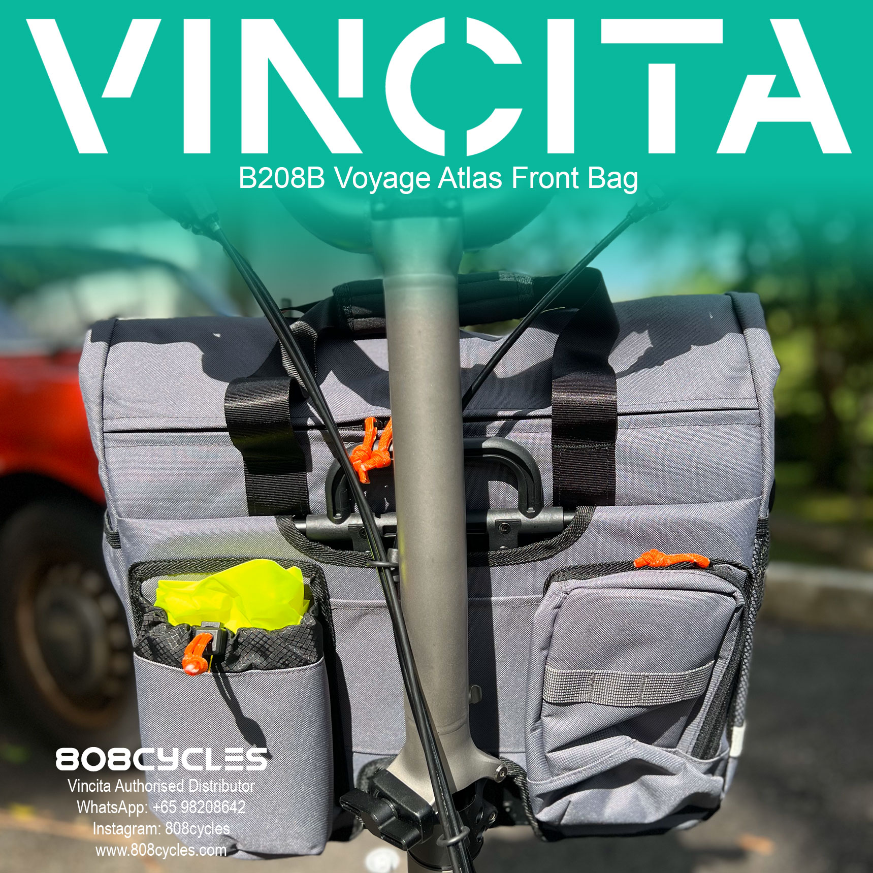 Vincita B208B Voyage Atlas Front Bag for Brompton - Image 6
