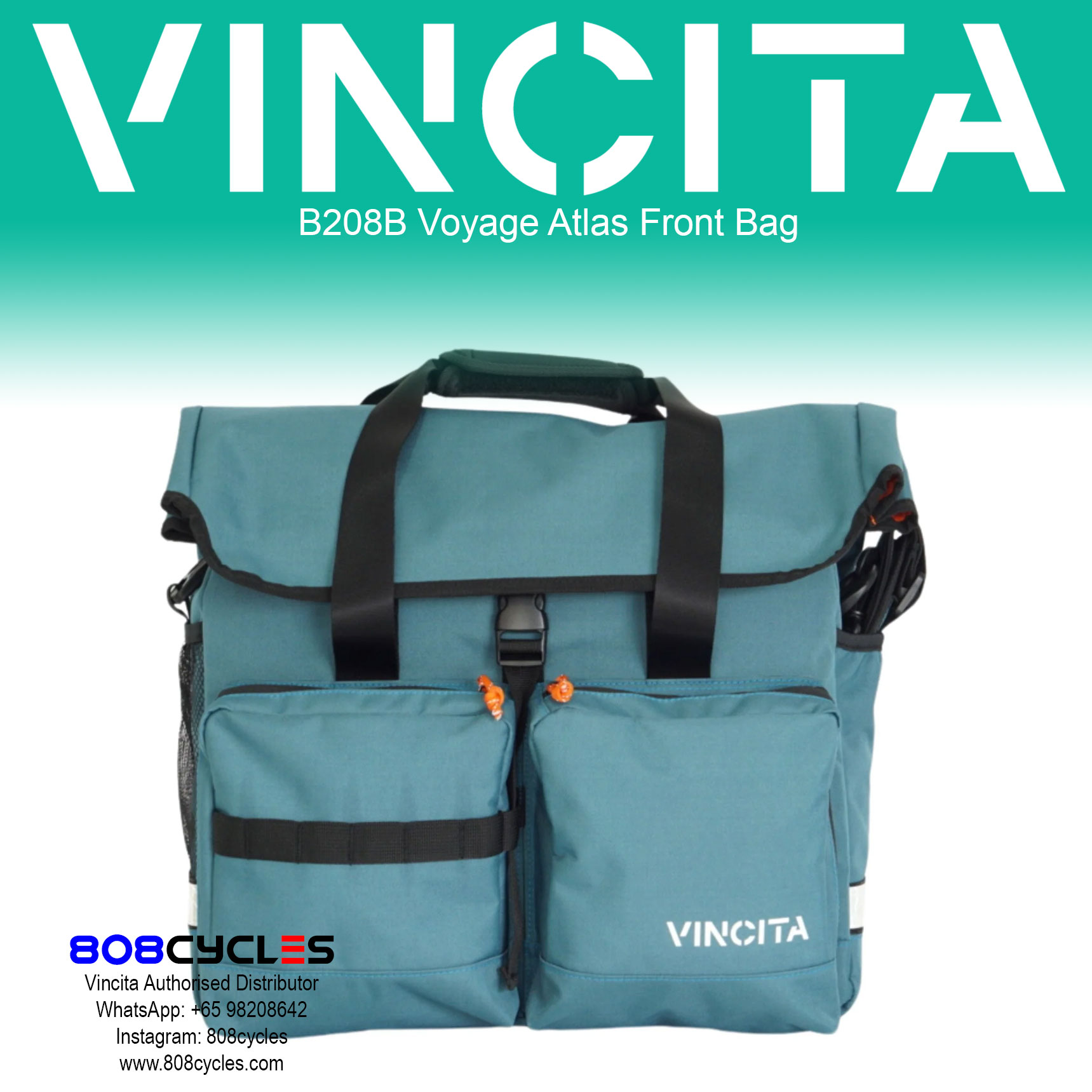 Vincita B208B Voyage Atlas Front Bag for Brompton - Image 17