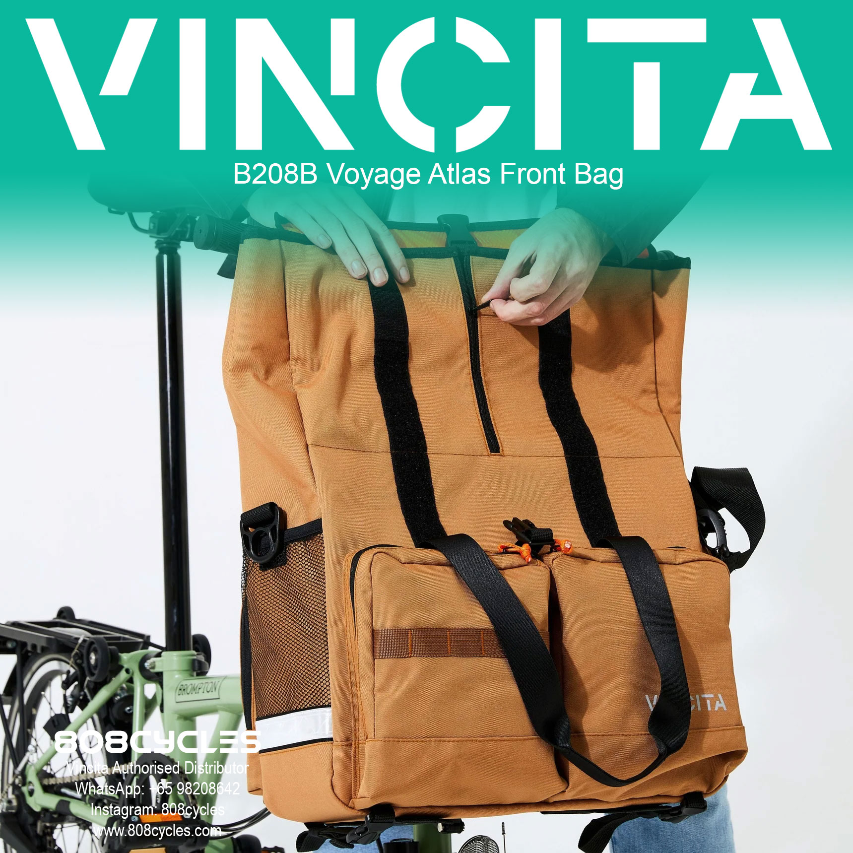 Vincita B208B Voyage Atlas Front Bag for Brompton - Image 21