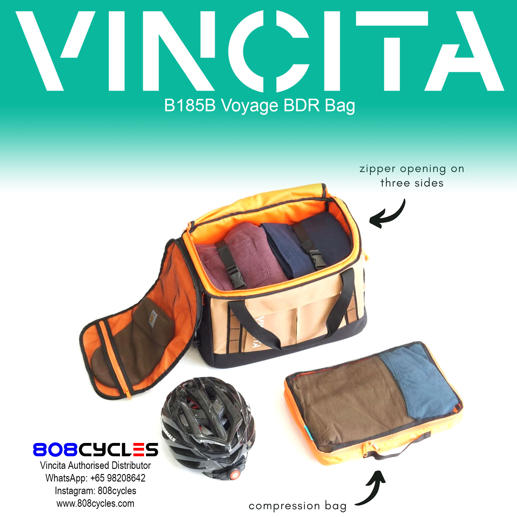 Vincita B185B Voyage BDR Bag - Backpack Dufflebag Rackbag - Image 8