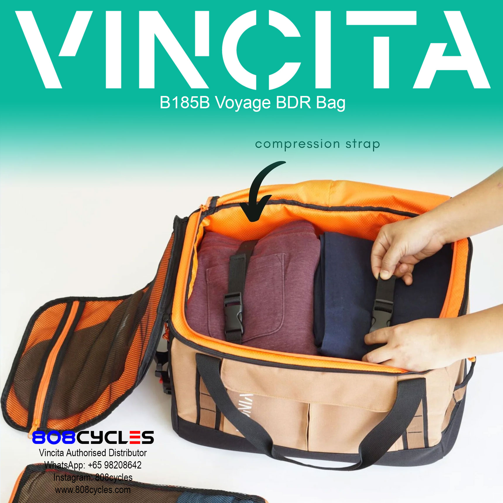 Vincita B185B Voyage BDR Bag - Backpack Dufflebag Rackbag - Image 10