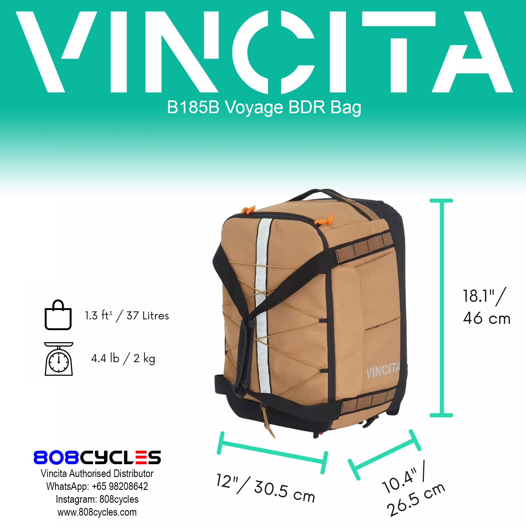 Vincita B185B Voyage BDR Bag - Backpack Dufflebag Rackbag - Image 13