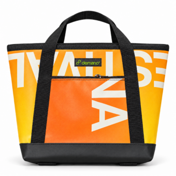 Demano Icaria S 1420 mini front basket bag for Brompton in orange, yellow and black