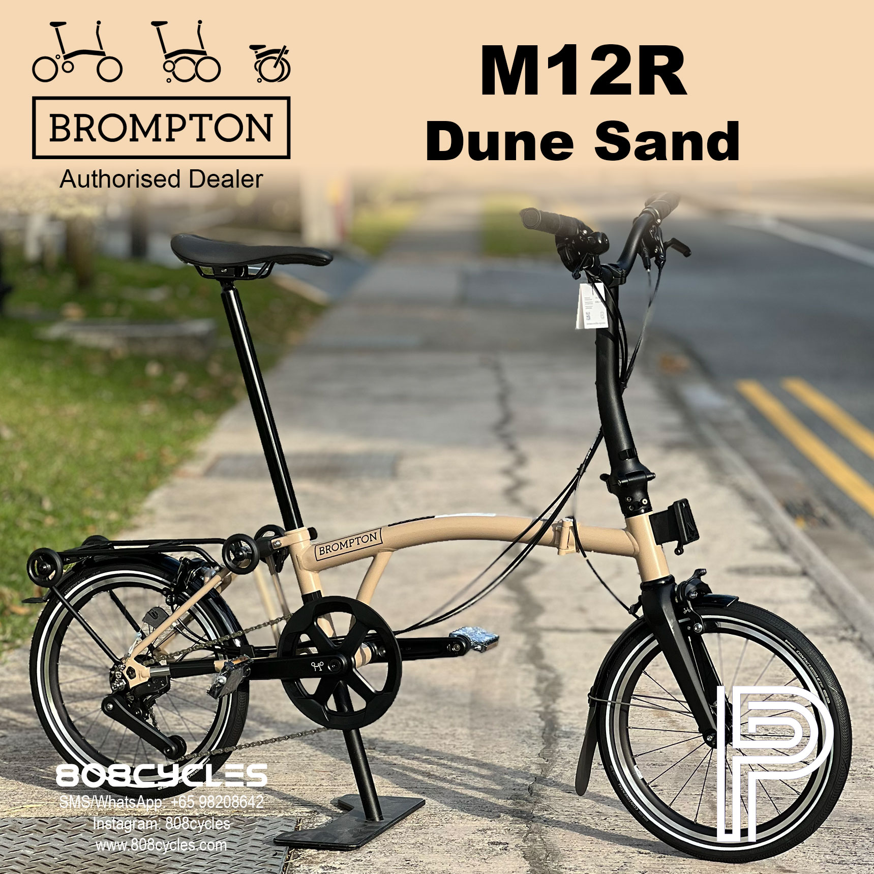 Brompton P Line Mk2 M12R Dune Sand – 12-Speed - Image 3