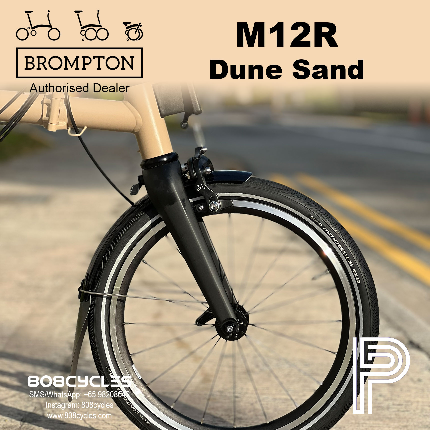 Brompton P Line Mk2 M12R Dune Sand – 12-Speed - Image 6