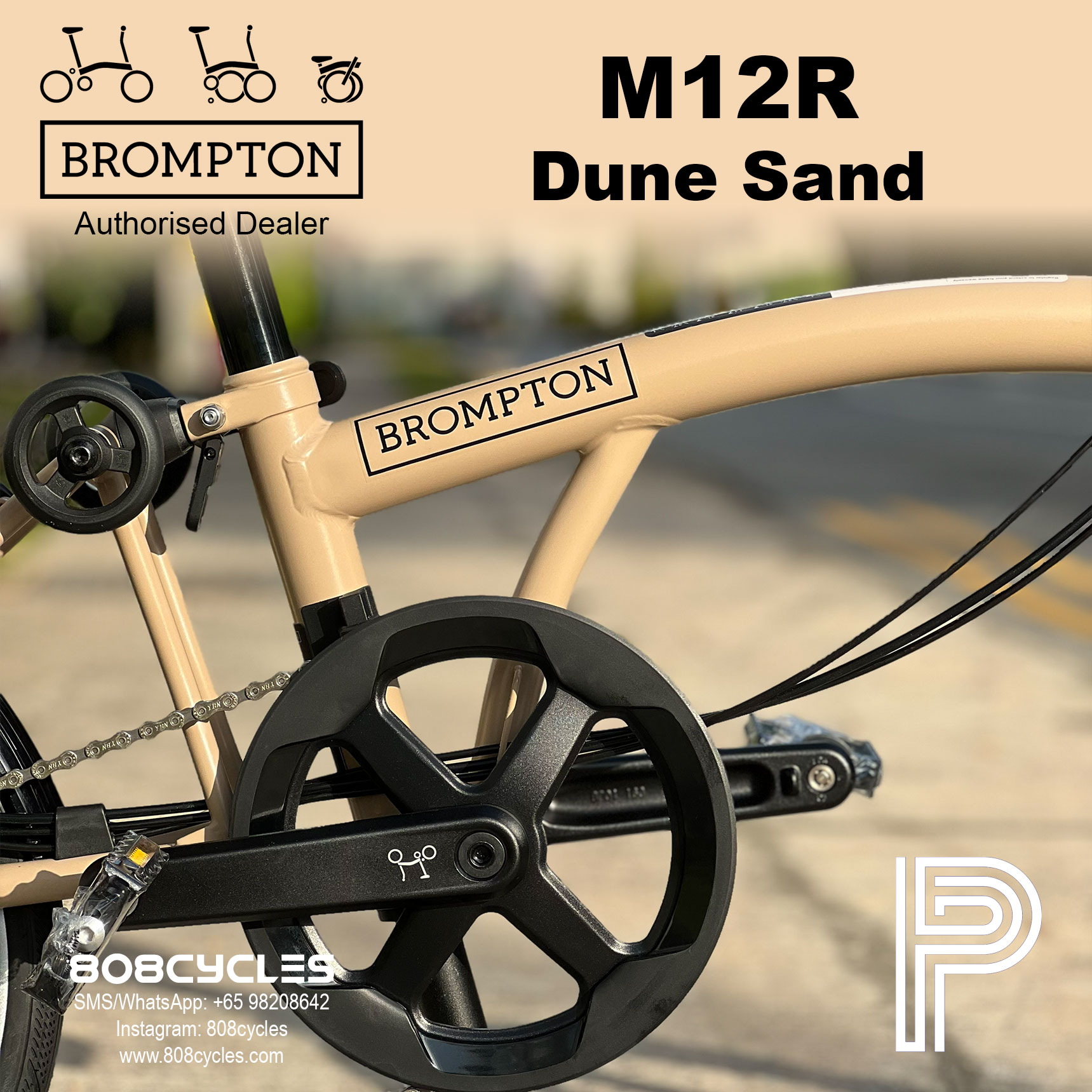 Brompton P Line Mk2 M12R Dune Sand – 12-Speed - Image 7