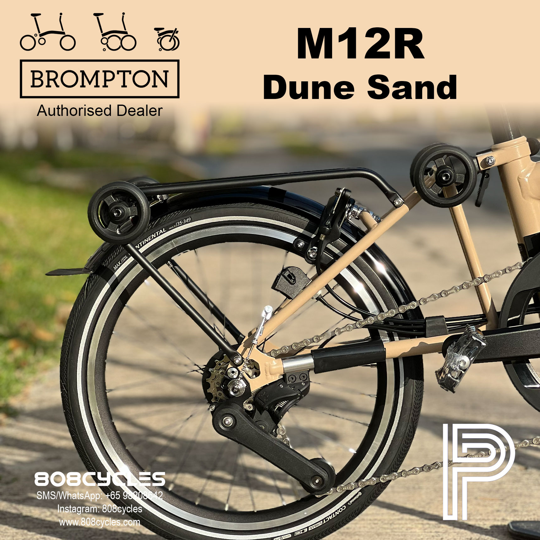 Brompton P Line Mk2 M12R Dune Sand – 12-Speed - Image 8