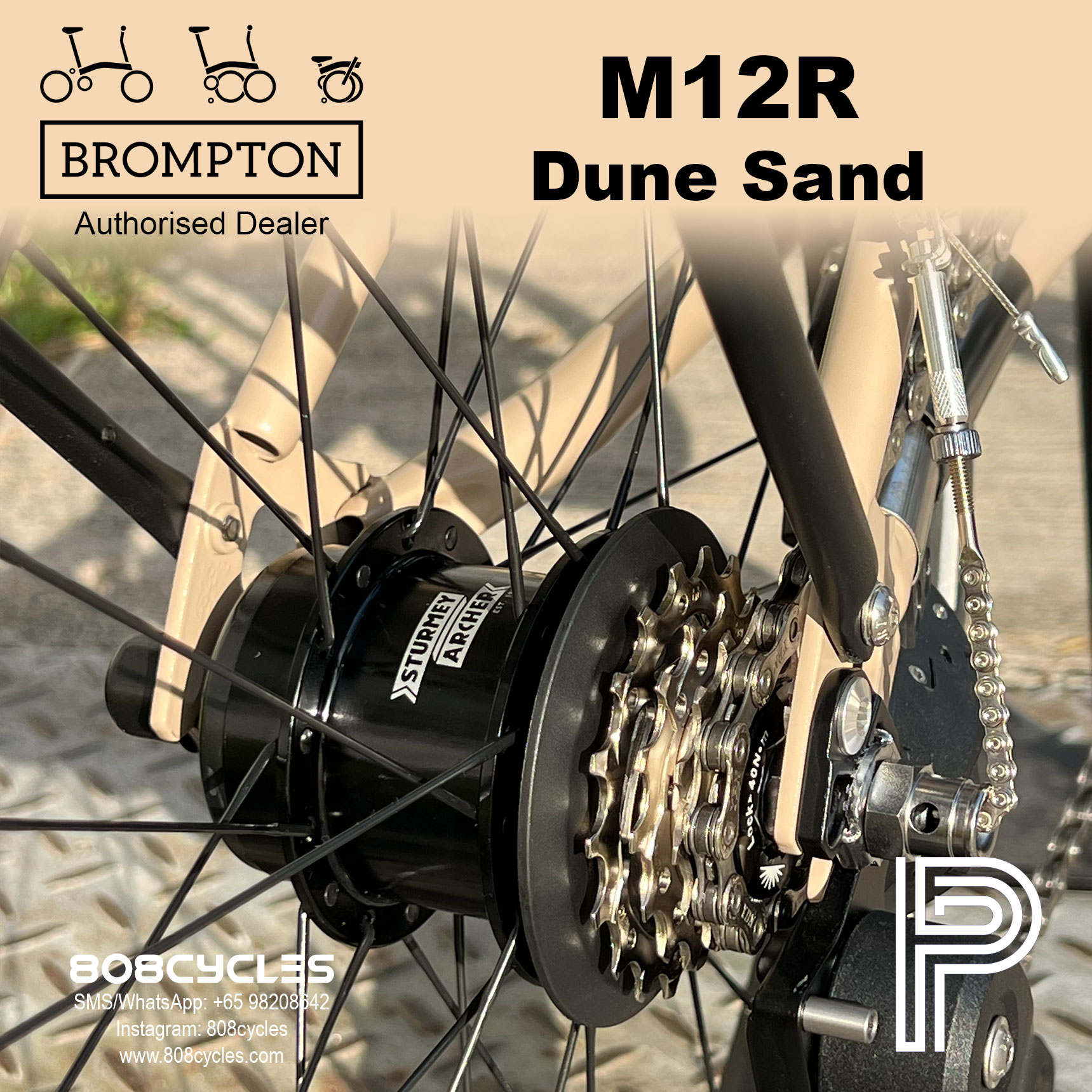 Brompton P Line Mk2 M12R Dune Sand – 12-Speed - Image 9