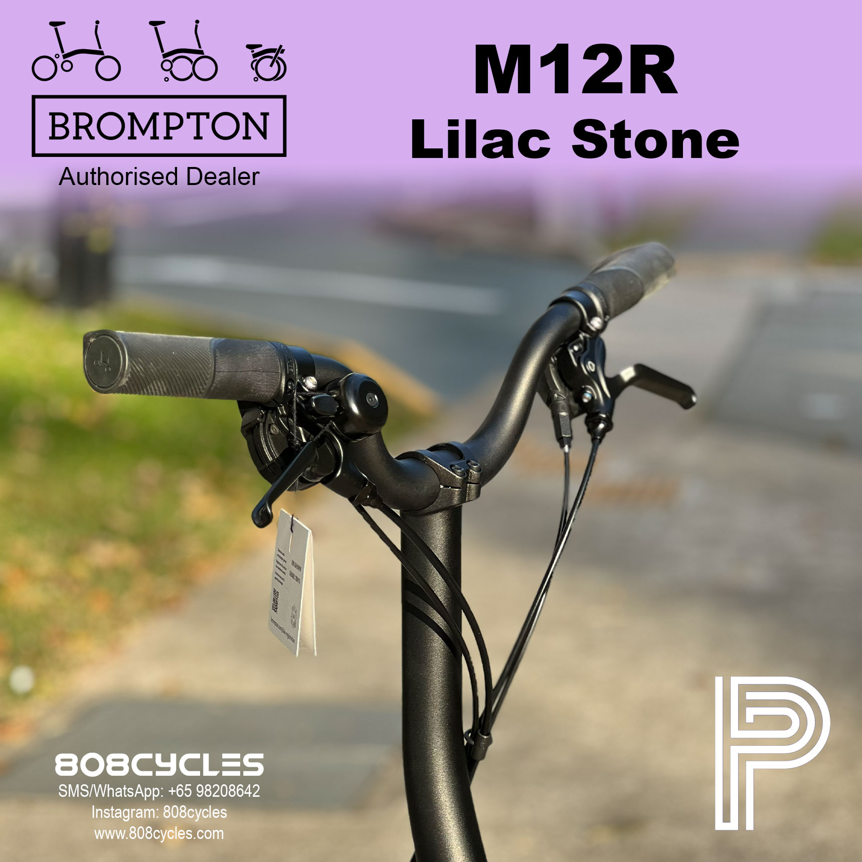 Brompton P Line Mk2 M12R Lilac Stone – 12-Speed - Image 4
