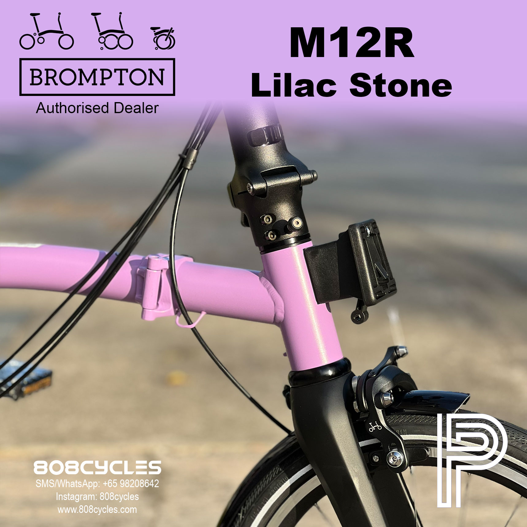 Brompton P Line Mk2 M12R Lilac Stone – 12-Speed - Image 5