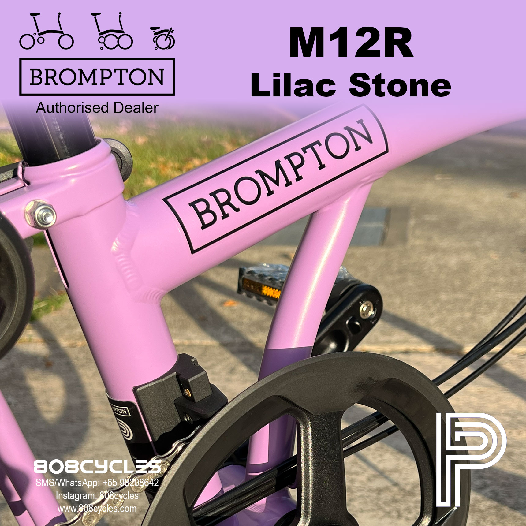 Brompton P Line Mk2 M12R Lilac Stone – 12-Speed - Image 10