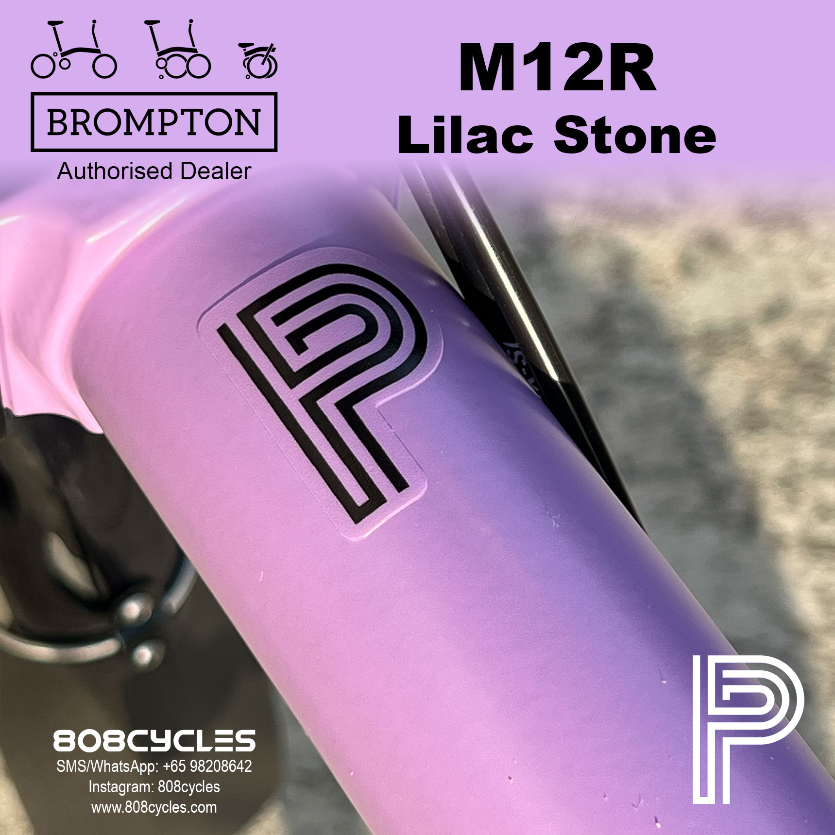 Brompton P Line Mk2 M12R Lilac Stone – 12-Speed - Image 11