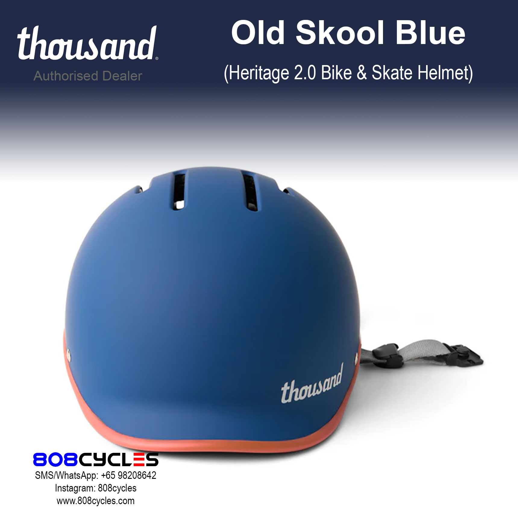 Thousand Heritage 2.0 Bike & Skate Helmet - Old Skool Blue - Image 2