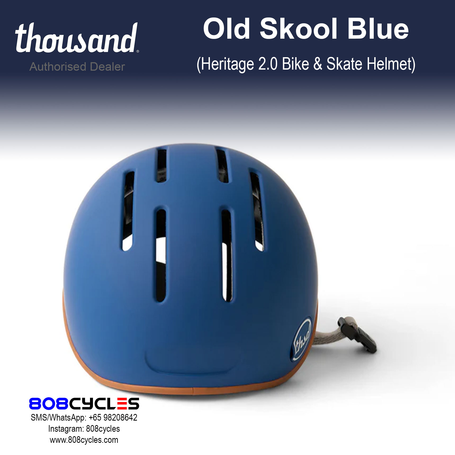 Thousand Heritage 2.0 Bike & Skate Helmet - Old Skool Blue - Image 3