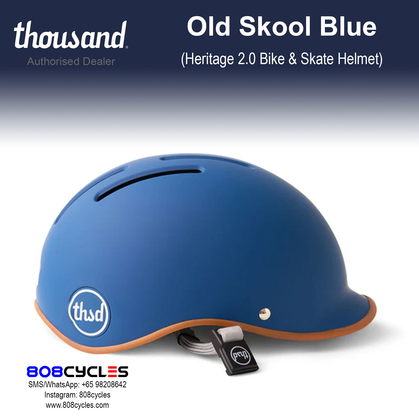 Thousand Heritage 2.0 Bike & Skate Helmet - Old Skool Blue - Image 6
