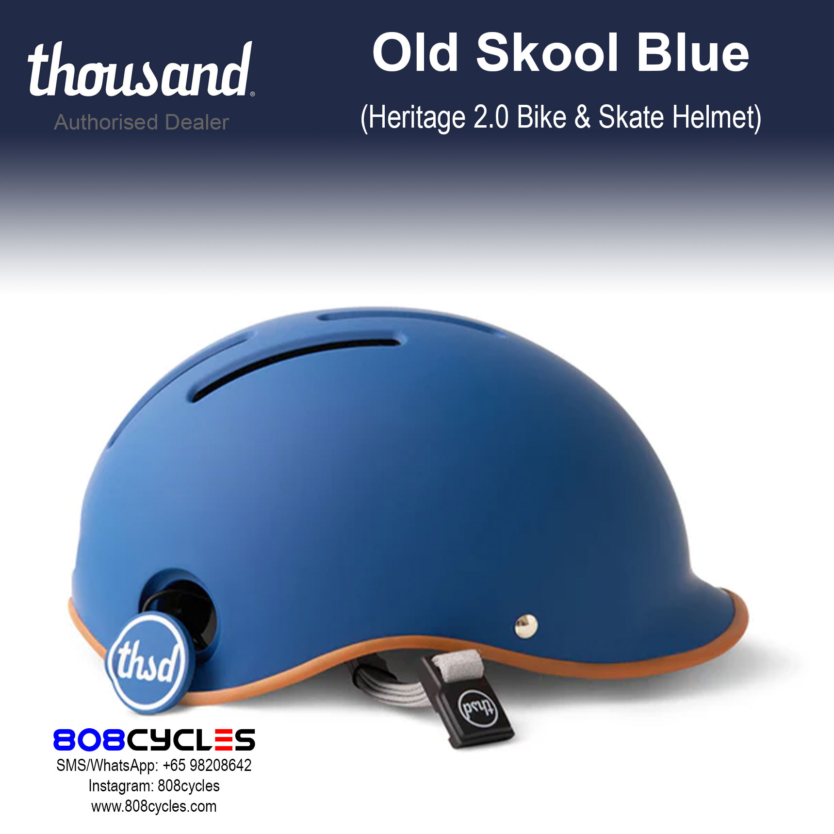 Thousand Heritage 2.0 Bike & Skate Helmet - Old Skool Blue - Image 7