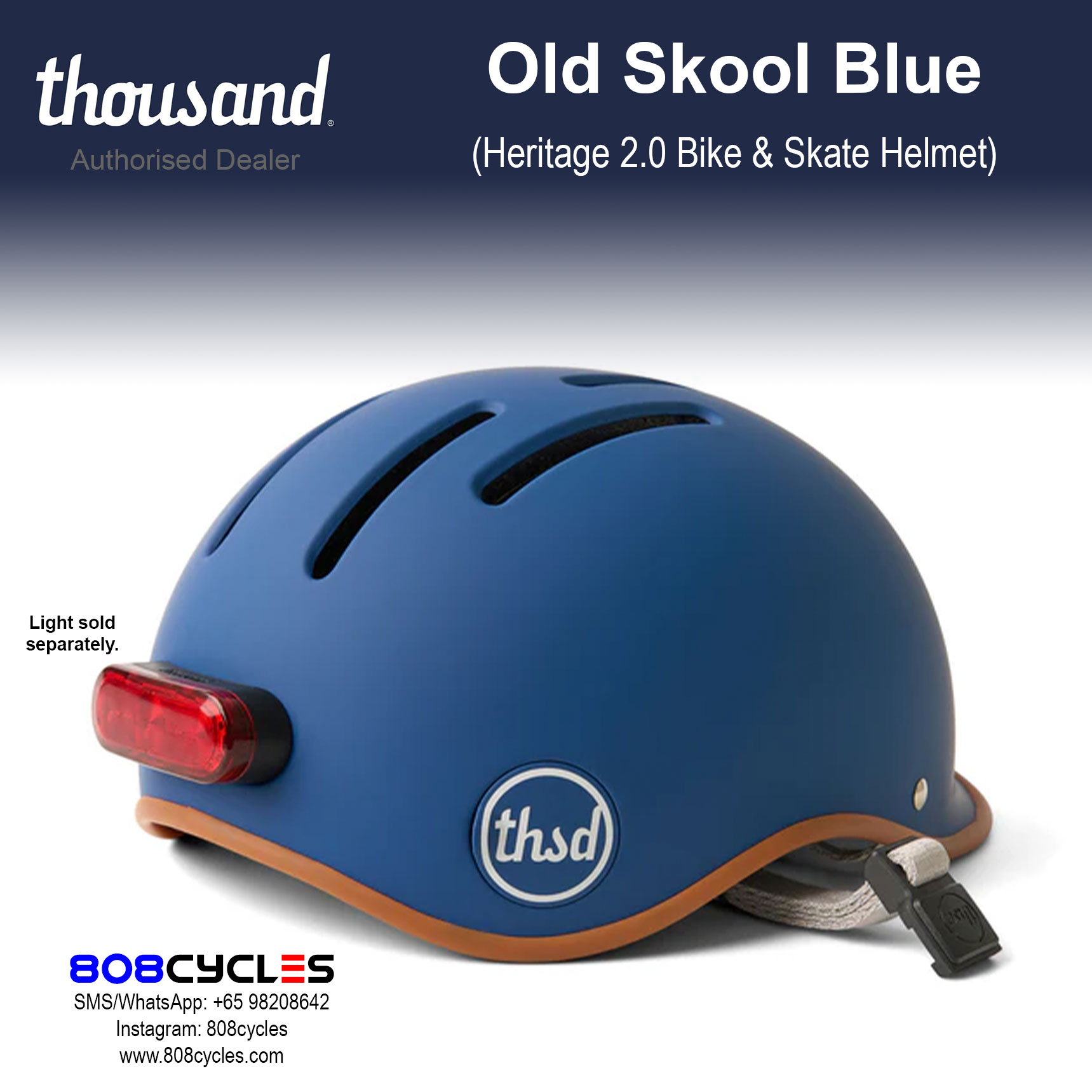 Thousand Heritage 2.0 Bike & Skate Helmet - Old Skool Blue - Image 8